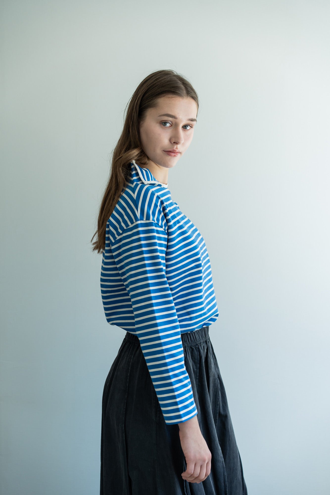 YARRA　ロールカラーボーダーカットソー　YR-1611-219