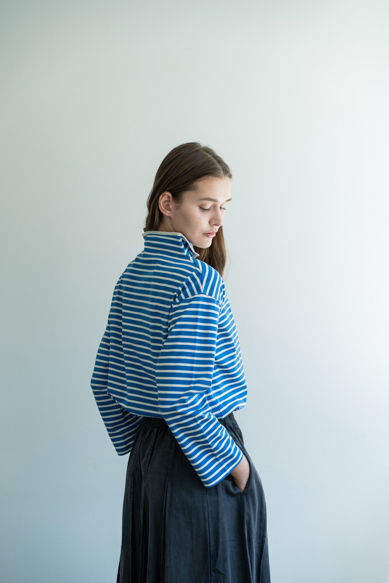 YARRA　ロールカラーボーダーカットソー　YR-1611-219