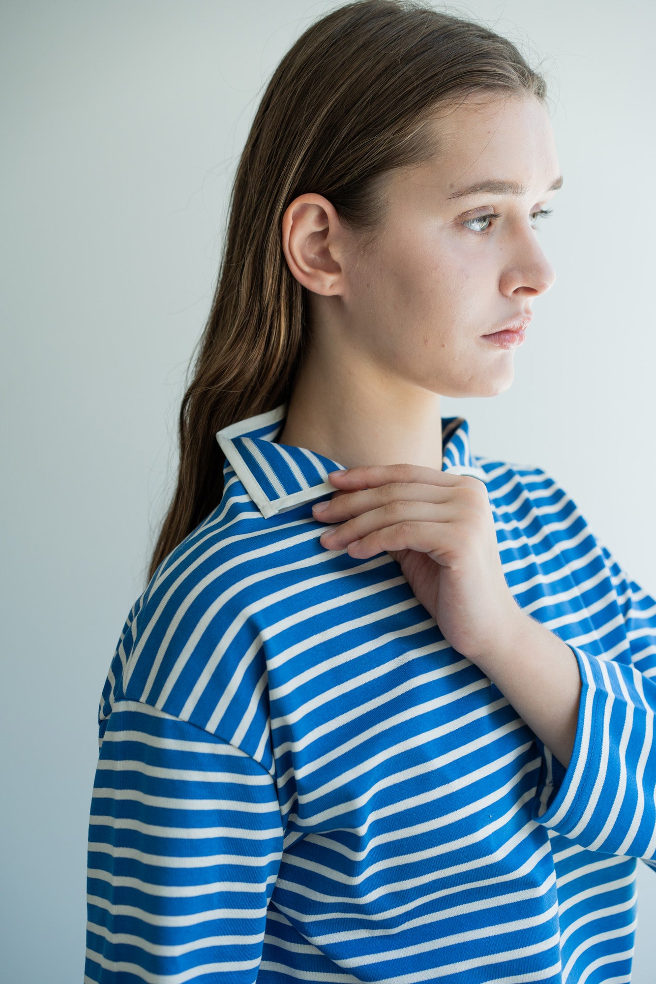 YARRA　ロールカラーボーダーカットソー　YR-1611-219