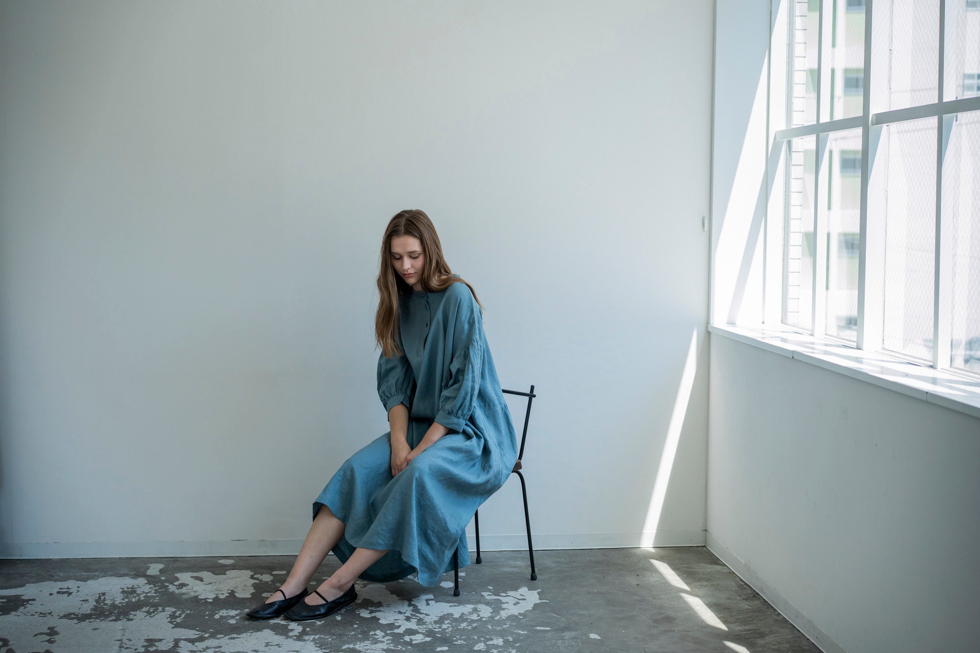 YARRA　ツヤリネンギャザーワンピース　YR-1614-226