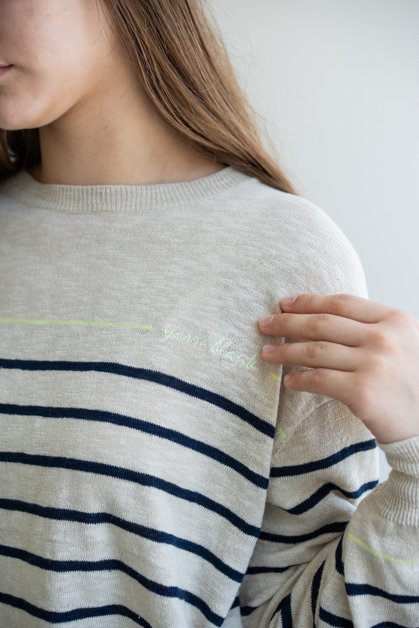 YARRA　刺繍ボーダーニットプルオーバー　YR-1612-207