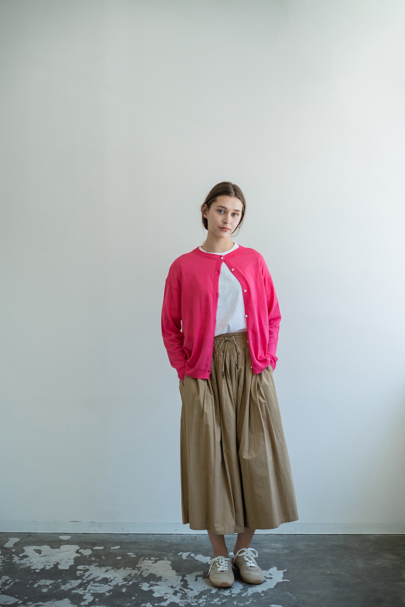 YARRA　麻混クルーネックカーディガン　YR-1612-238