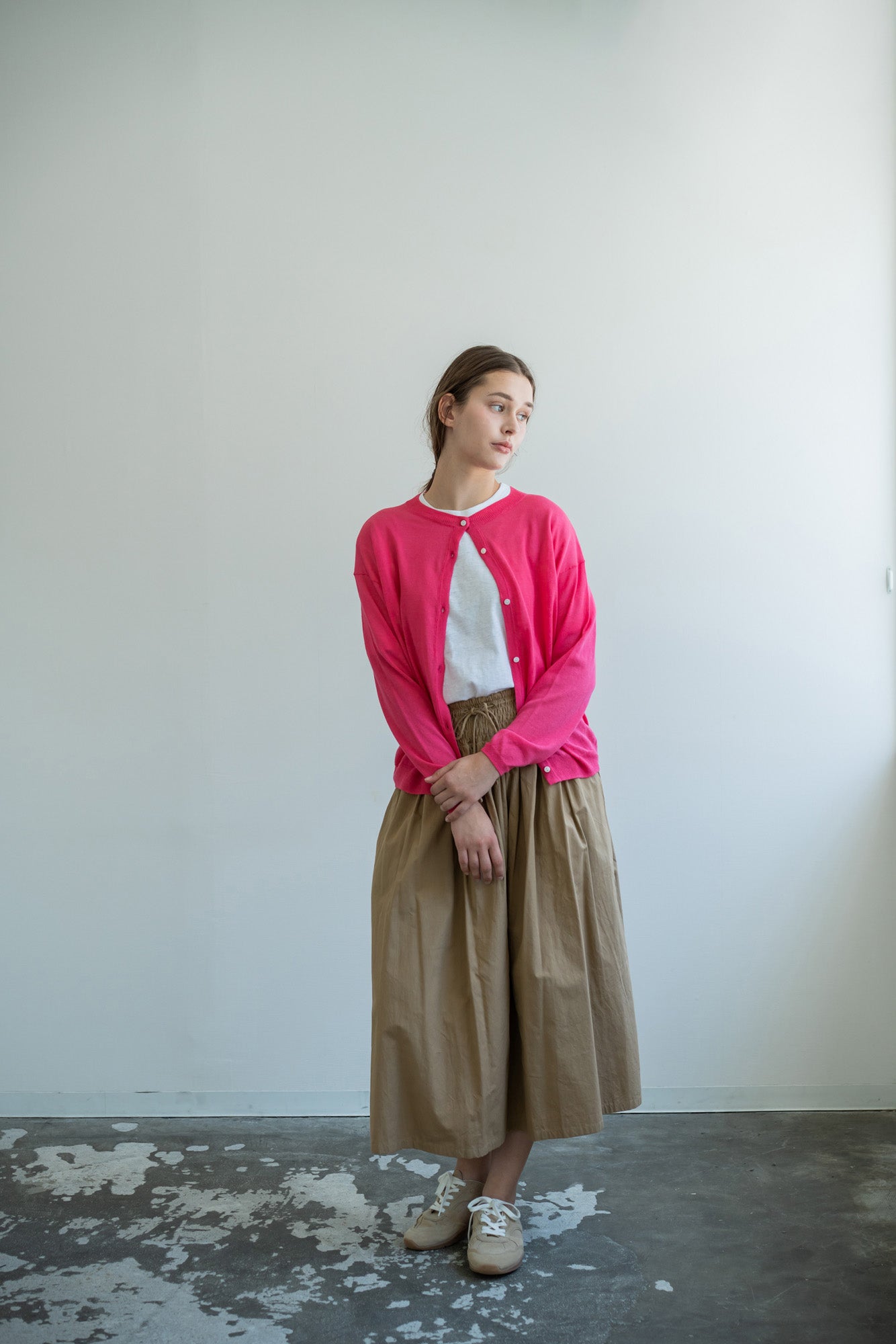 YARRA　麻混クルーネックカーディガン　YR-1612-238