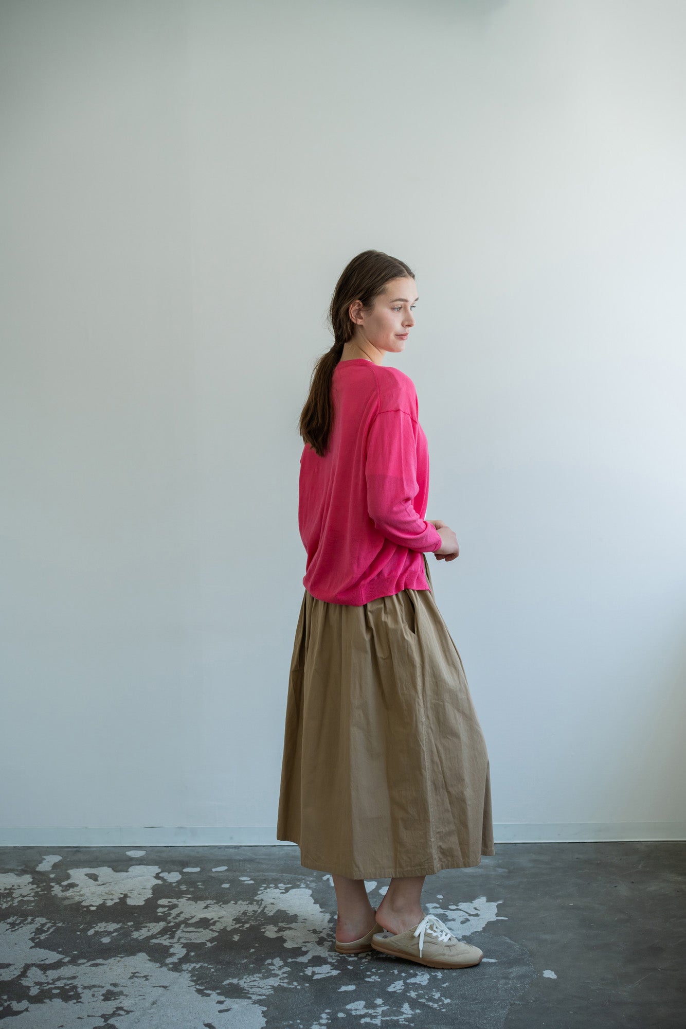 YARRA　麻混クルーネックカーディガン　YR-1612-238