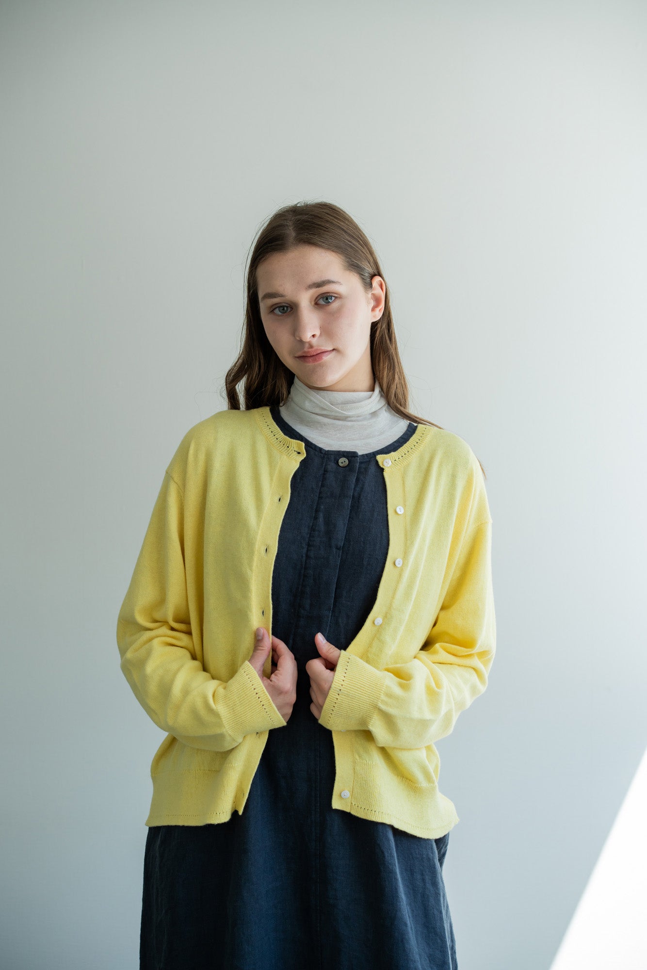 YARRA　コットンカシミヤクルーカーディガン　YR-1612-206