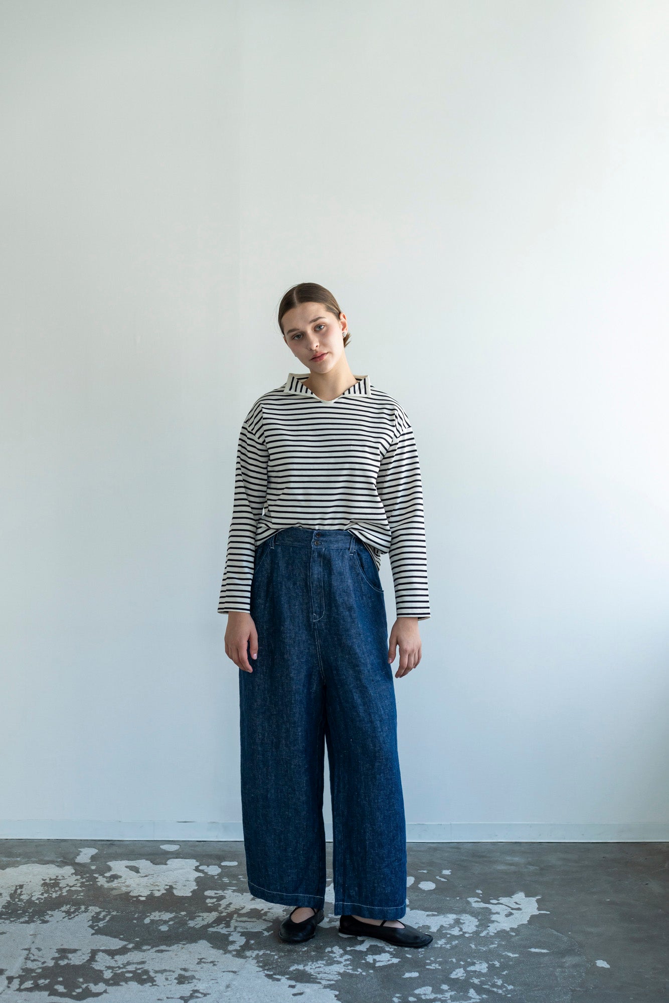 YARRA　ロールカラーボーダーカットソー　YR-1611-219