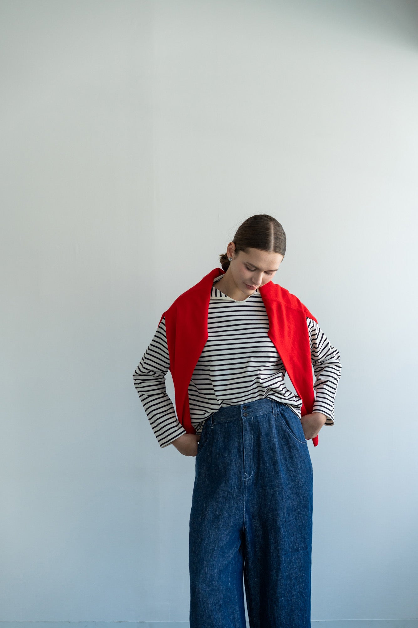 YARRA　ロールカラーボーダーカットソー　YR-1611-219