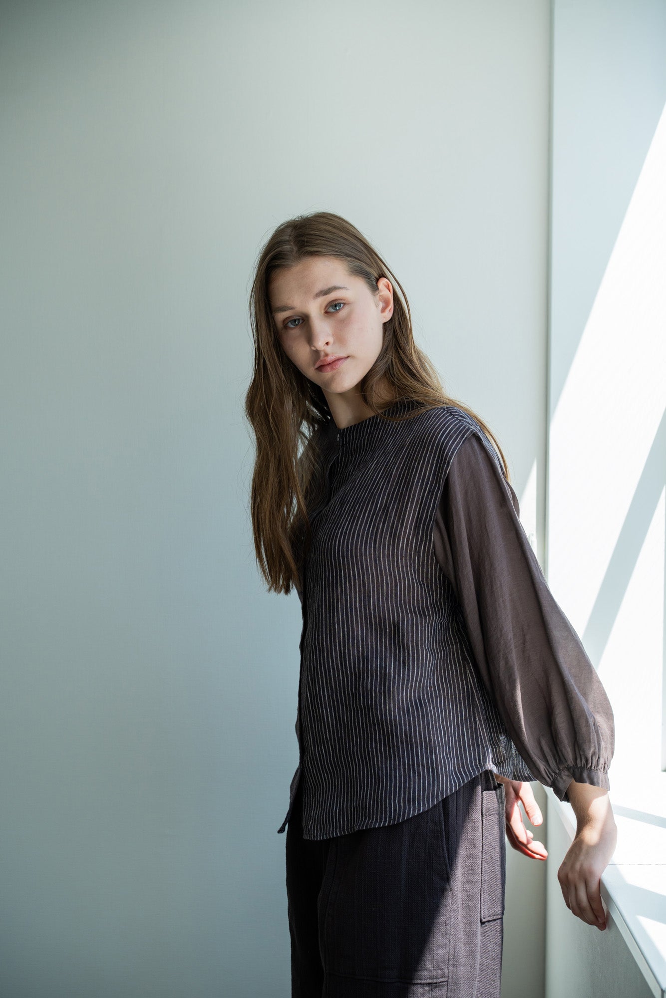 YARRA　リネン×シアードッキング2WAYブラウス　YR-1613-225