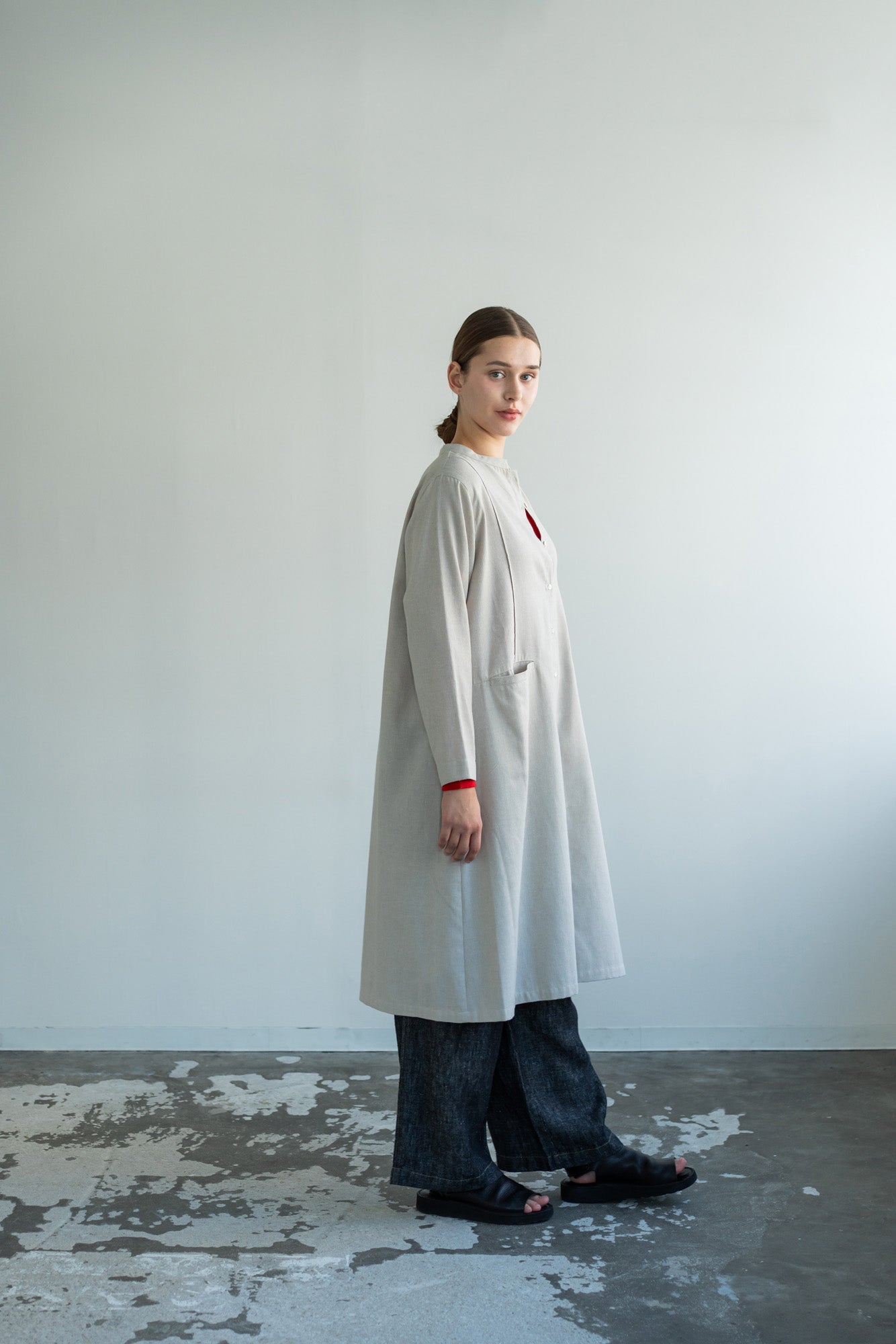 YARRA　先染めオープンフロントワンピース　YR-1614-213