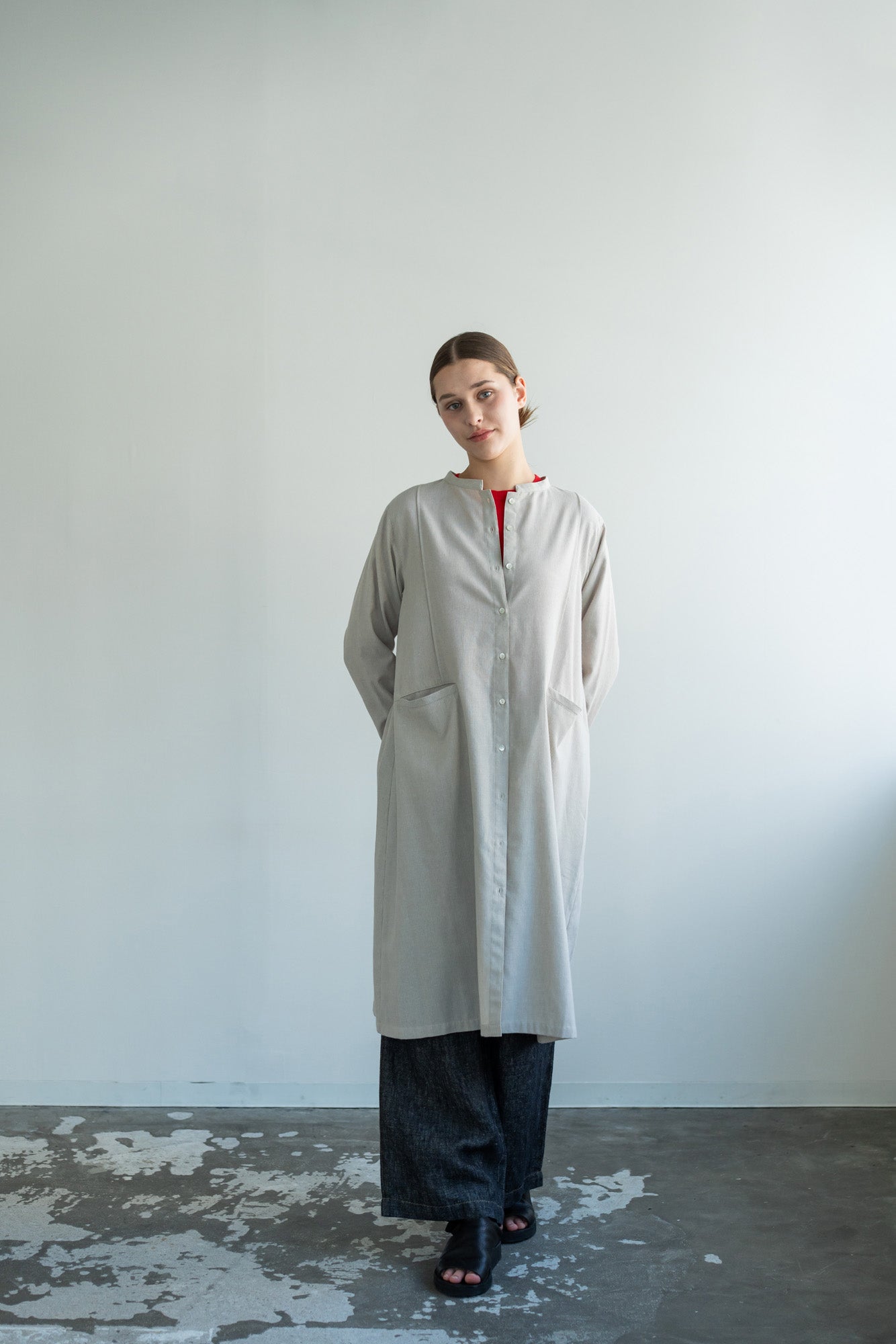 YARRA　先染めオープンフロントワンピース　YR-1614-213