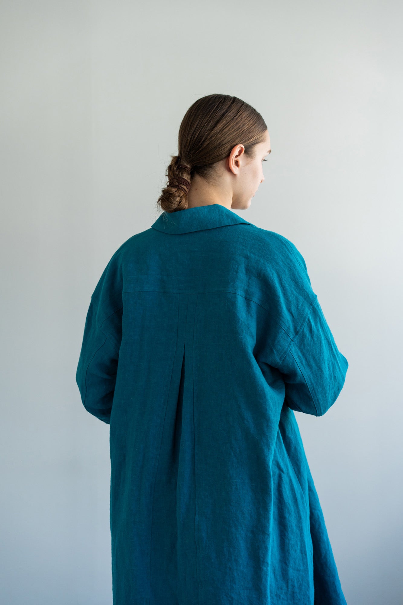 期間限定値下げ！英国製　Yarmo リネン コート グリーン Yarmo/ヤーモ WIDE WRAP COAT／ワイドラップコート #YAR-22SS CO24