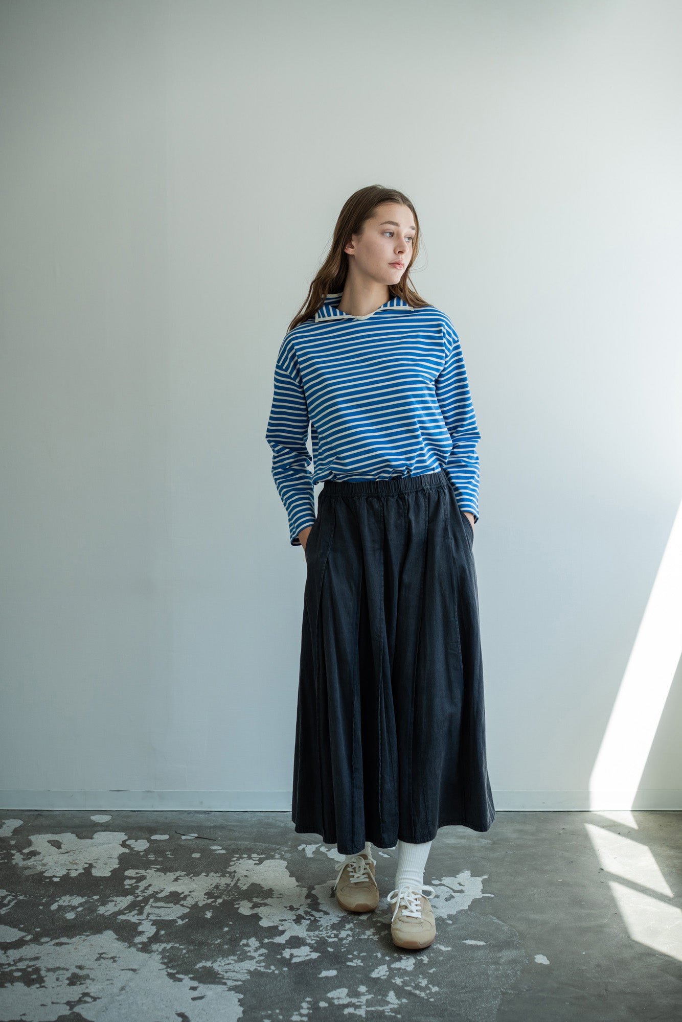 YARRA ロールカラーボーダーカットソー YR-1611-219