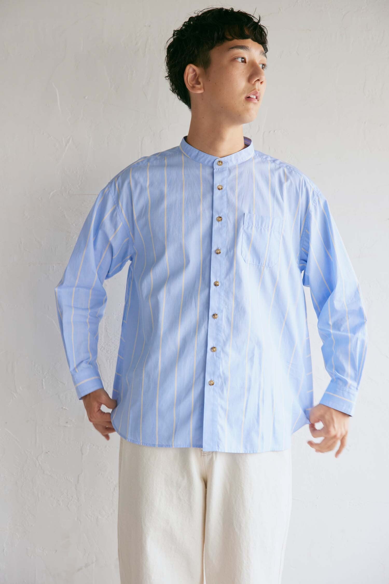 YARRA NEU　SIDGRASストライプシャツ　NU-5413-410