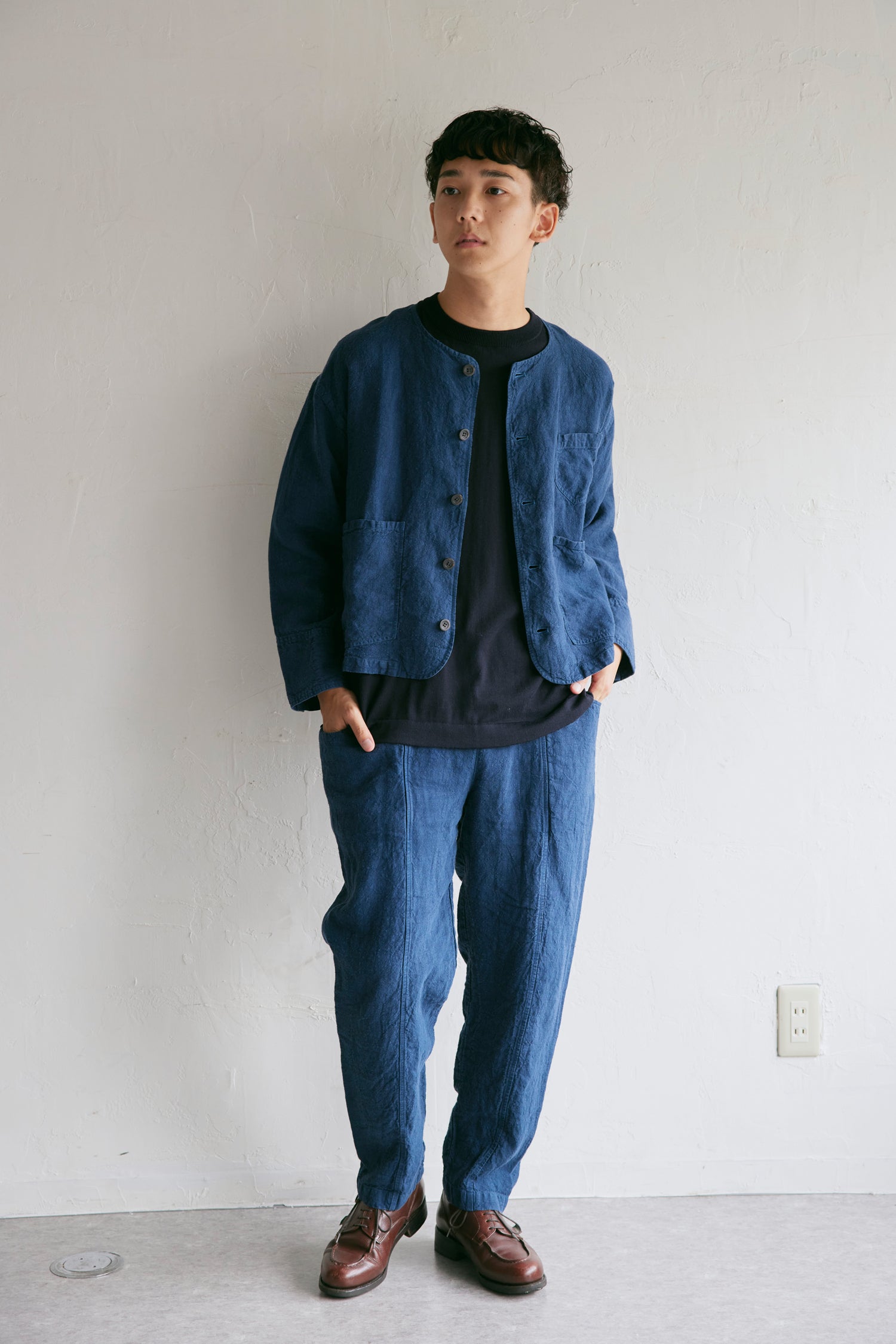 YARRA NEU　ノーカラーリネンジャケット　NU-5417-411