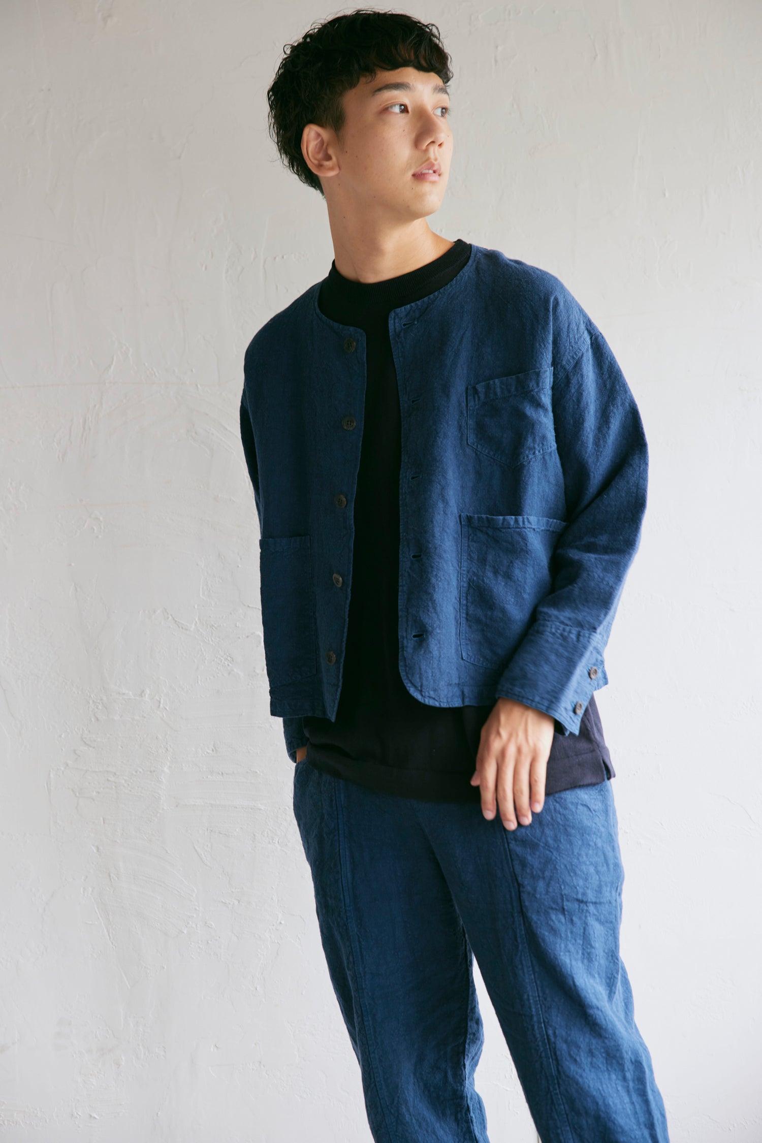 YARRA NEU　ノーカラーリネンジャケット　NU-5417-411