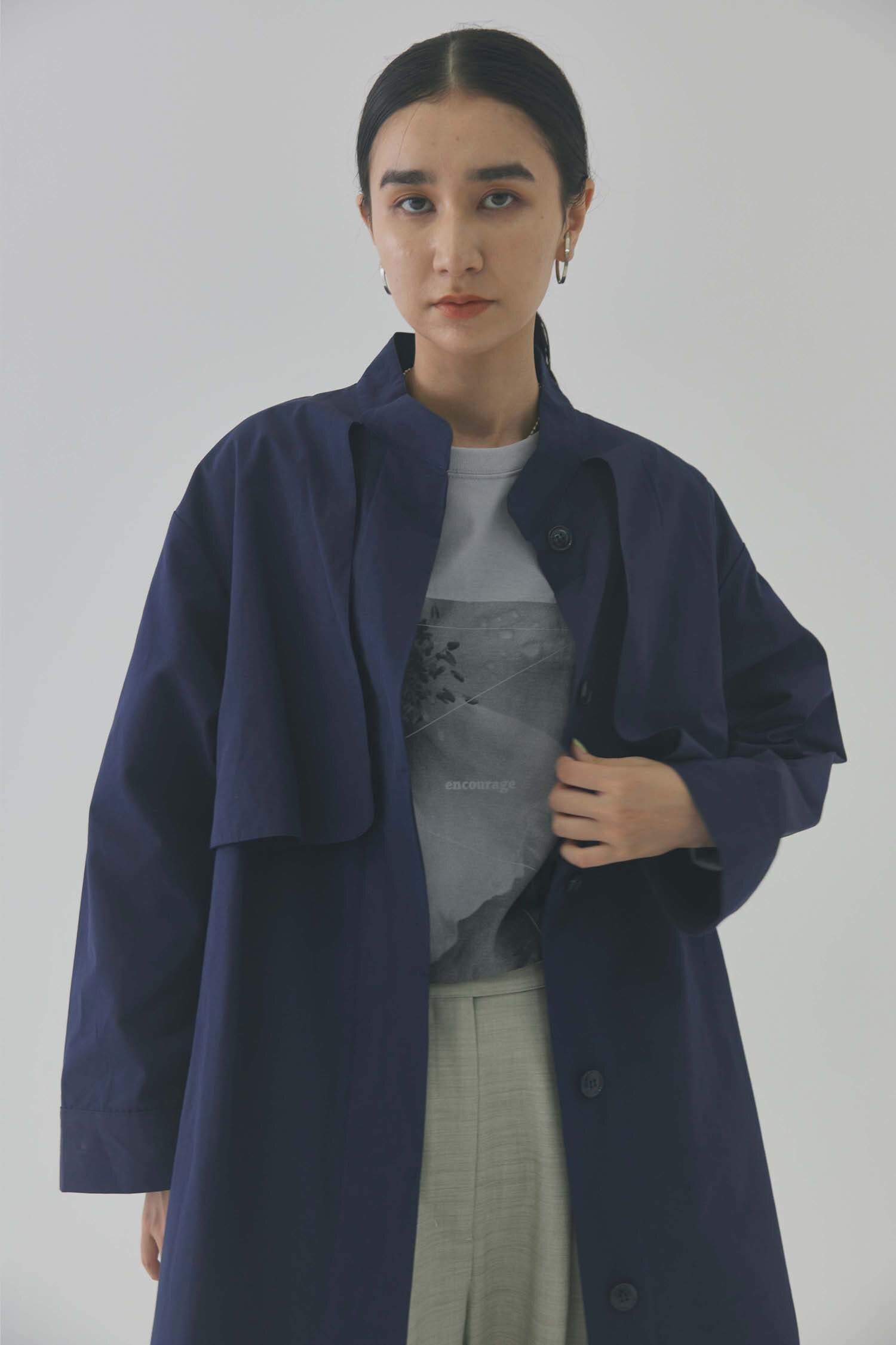 doux bleu　ガンフラップスタンドカラーコート　DB-2417-011