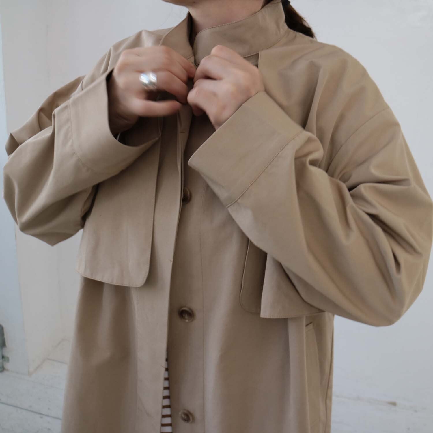 doux bleu　ガンフラップスタンドカラーコート　DB-2417-011