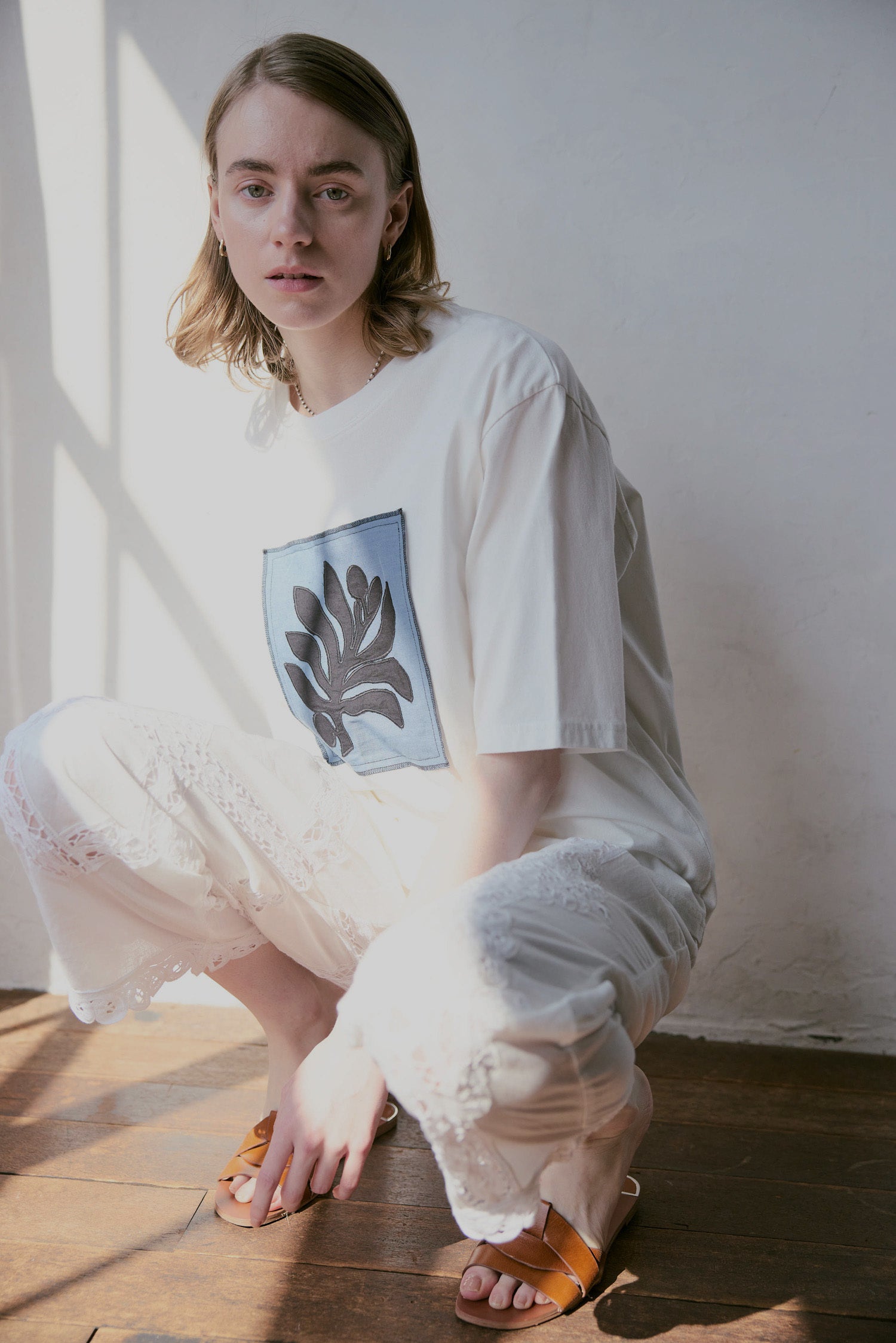 doux bleu　アップリケ刺繍Tシャツ　DB-2621-050