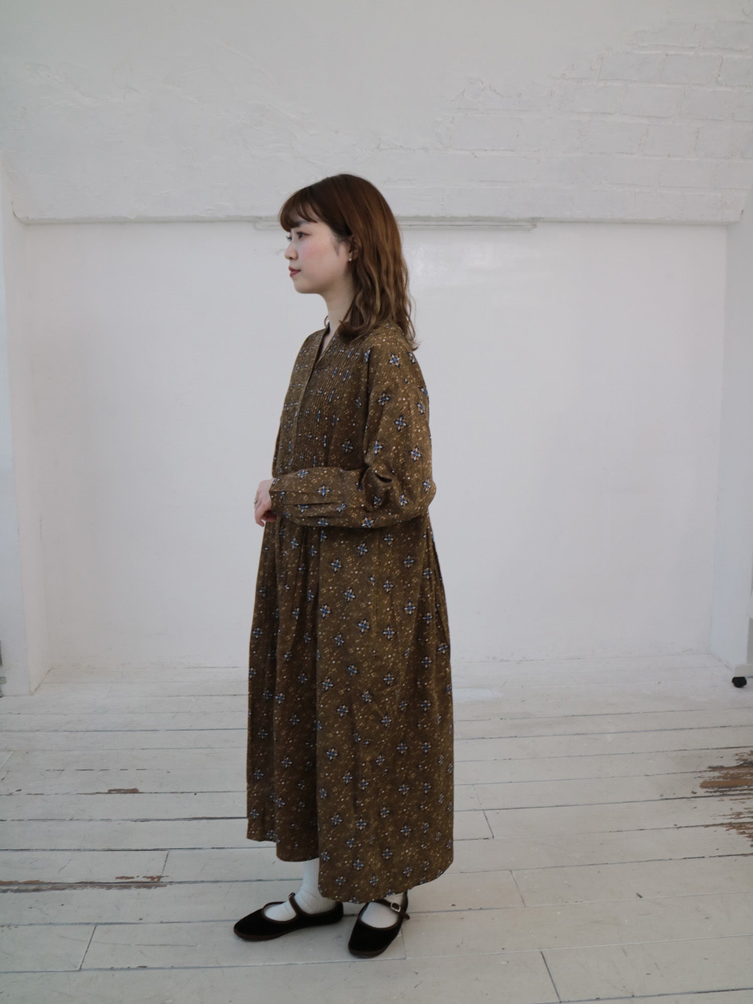 YARRA　INDIAプリントピンタックワンピース　YR-1544-212