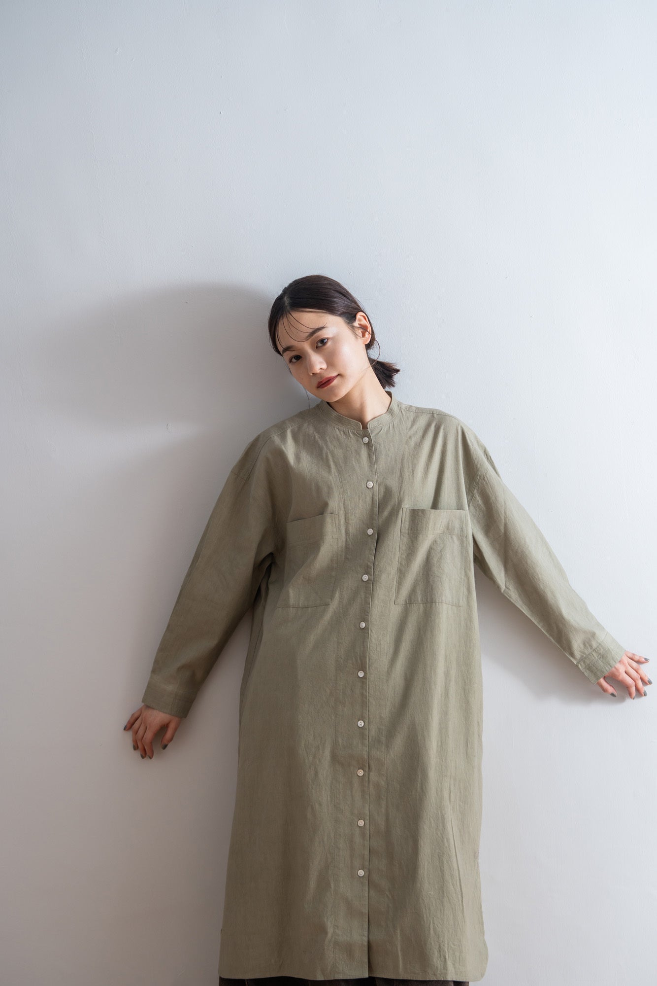 YARRA INDIAスタンドステッチ衿ワンピース YR-1544-233