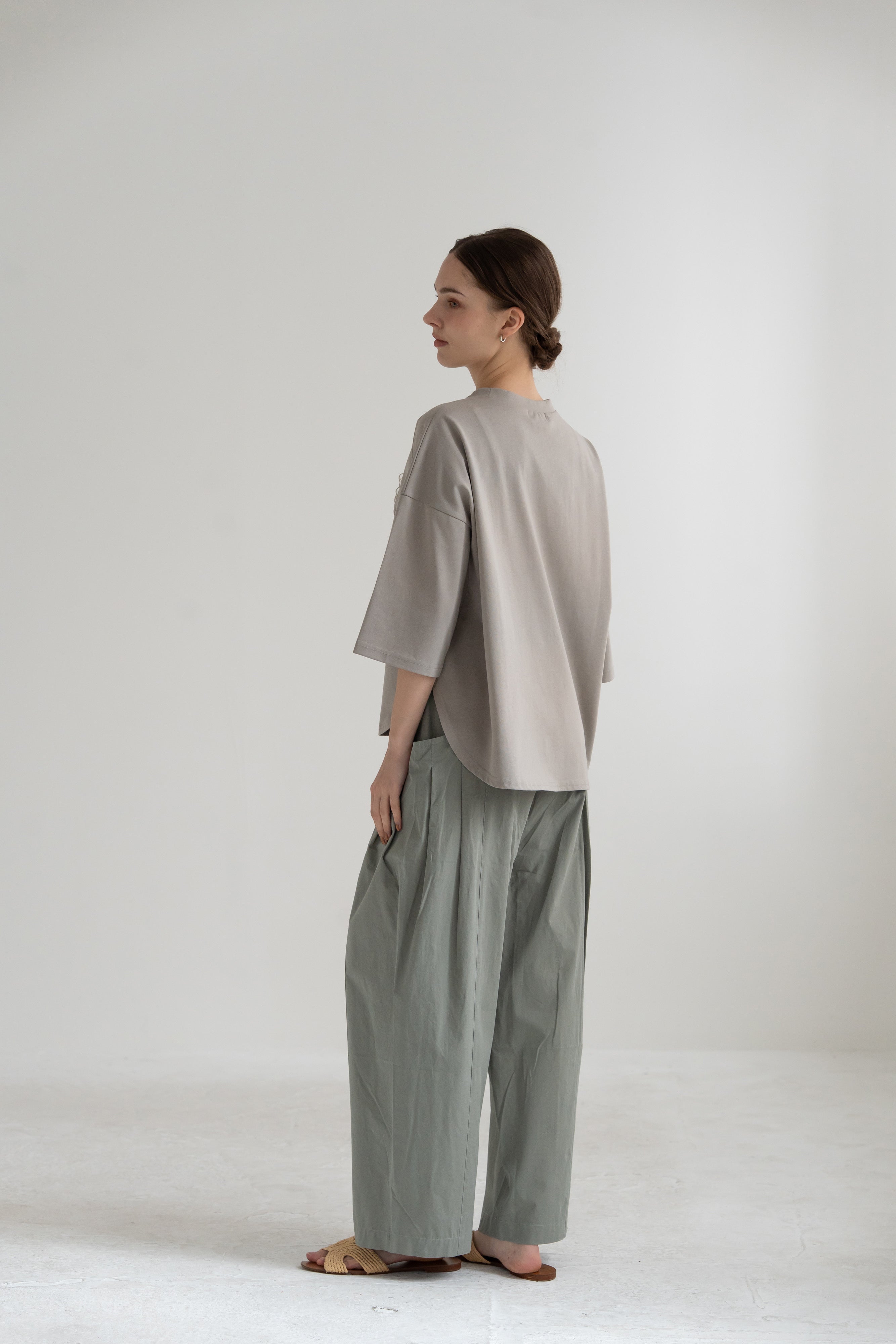 YARRA　シルキータッチ５分袖レースTEE　YR-1641-201