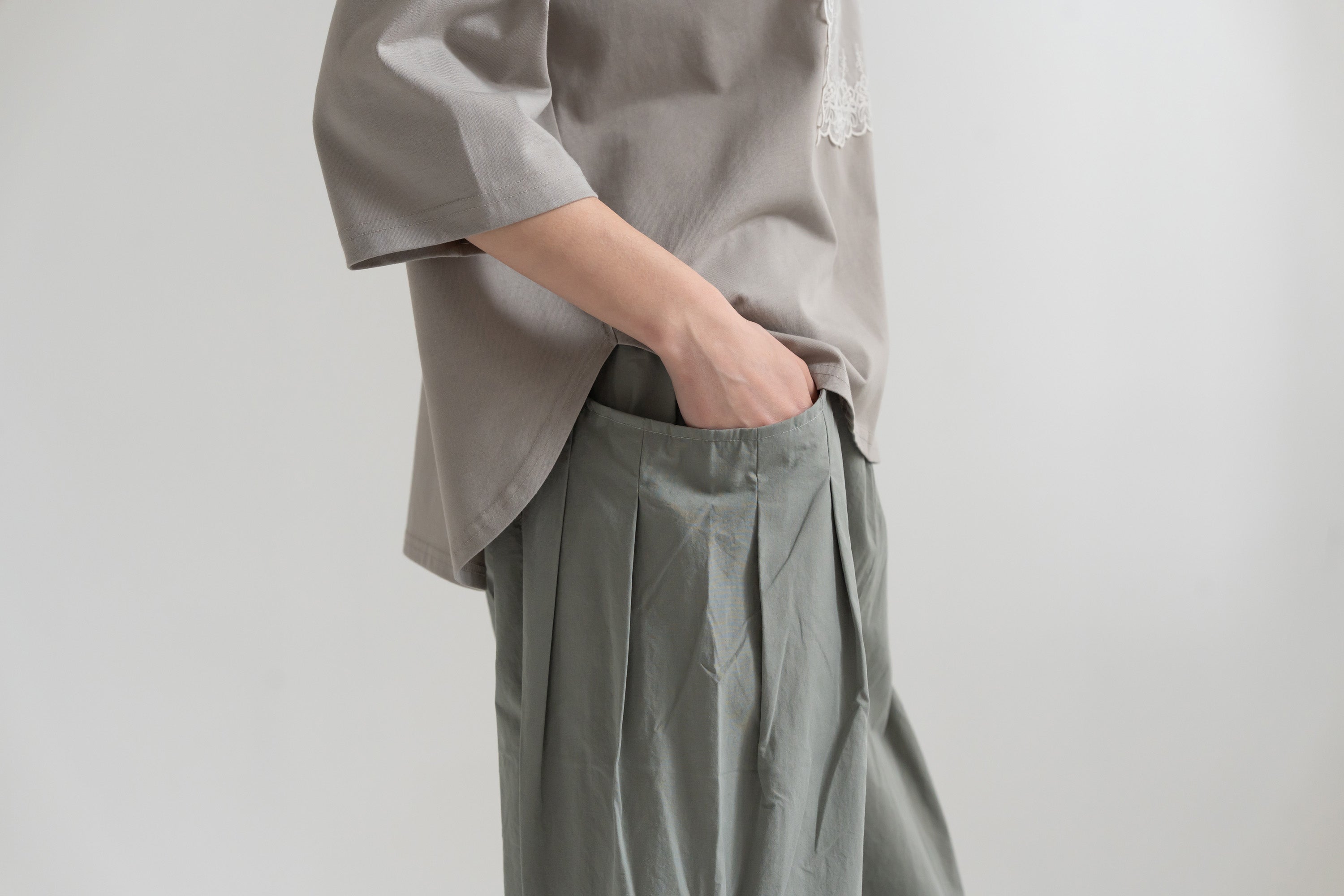 YARRA　シルキータッチ５分袖レースTEE　YR-1641-201