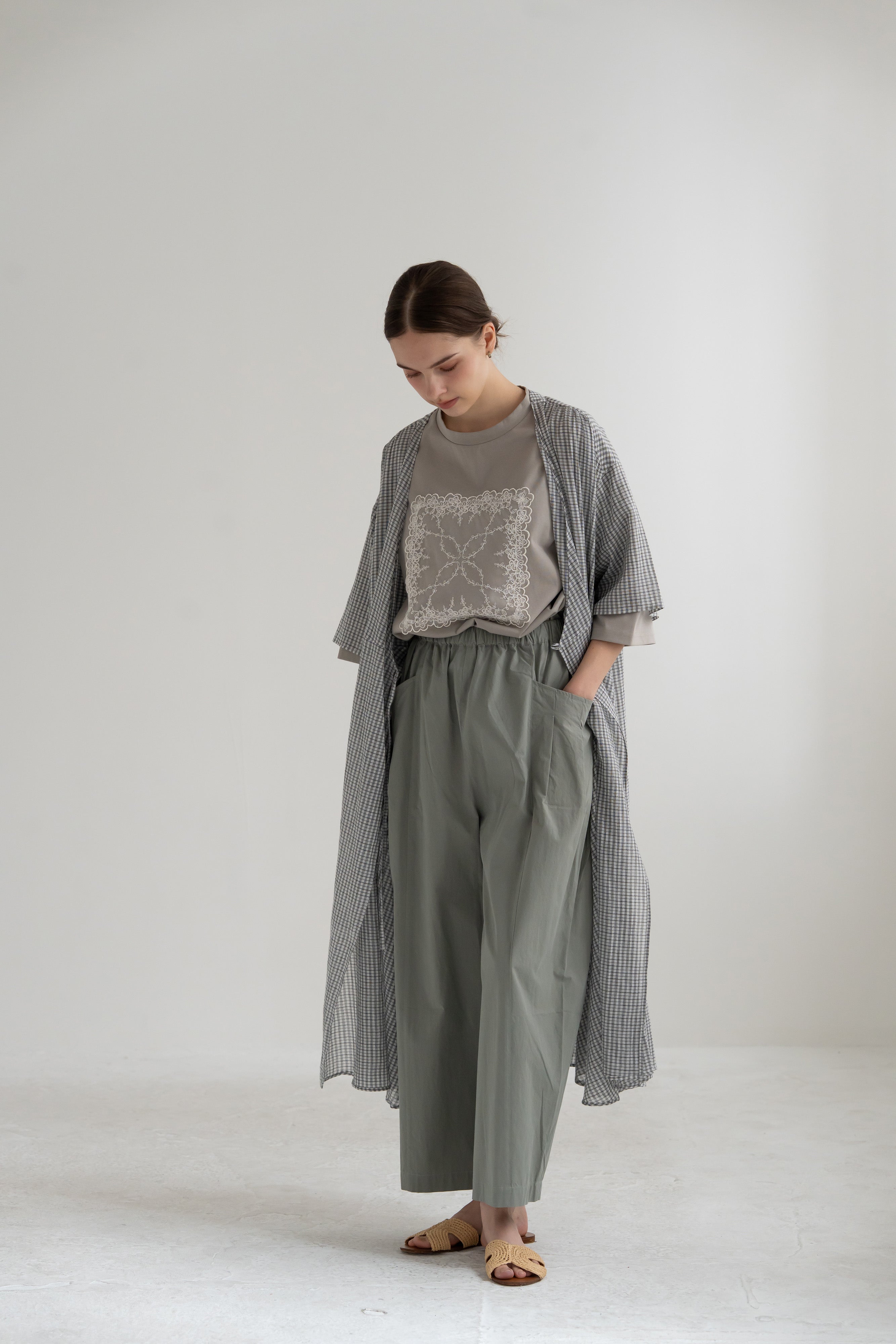 YARRA　シルキータッチ５分袖レースTEE　YR-1641-201