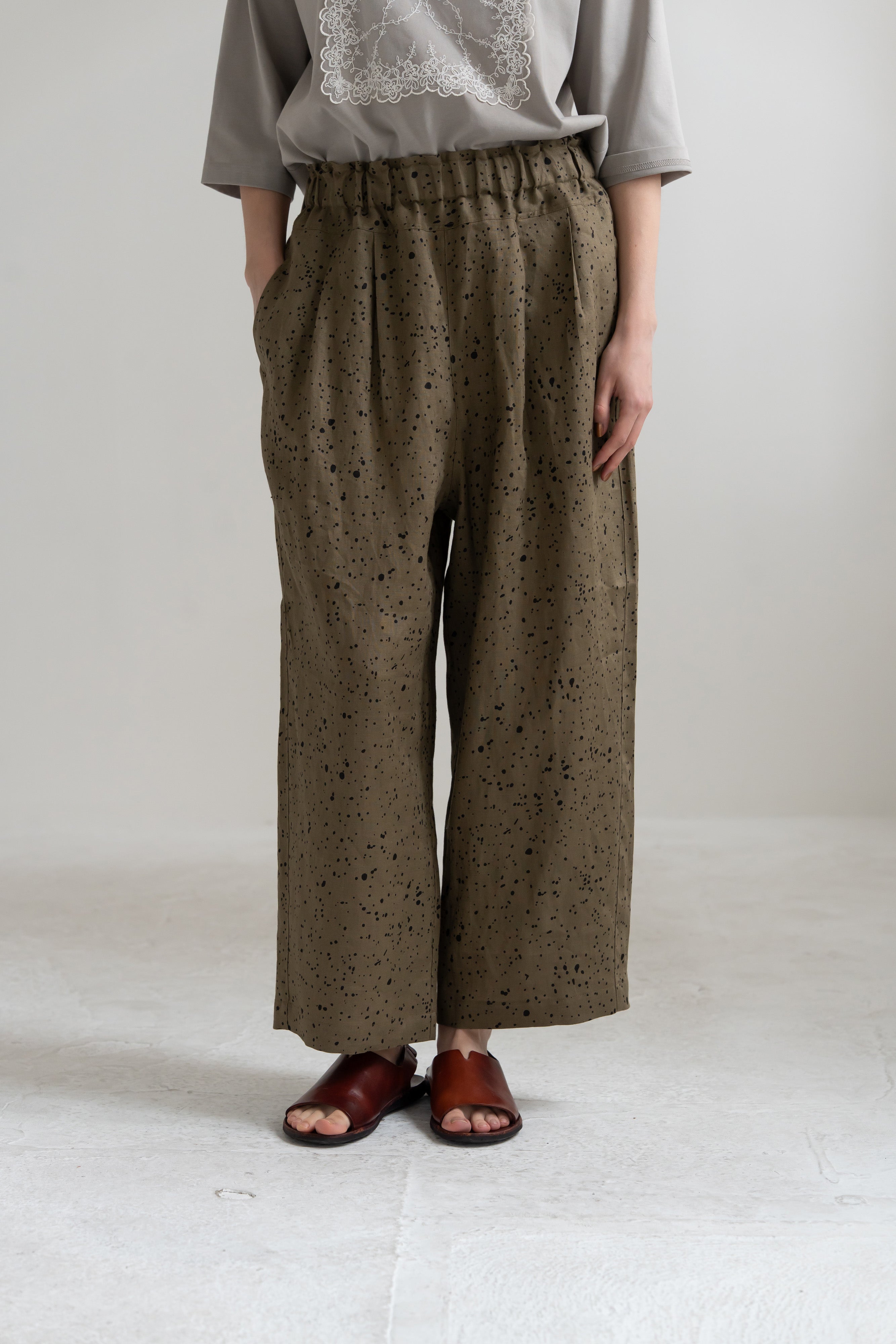 YARRA　リネンドットプリントパンツ　YR-1645-204