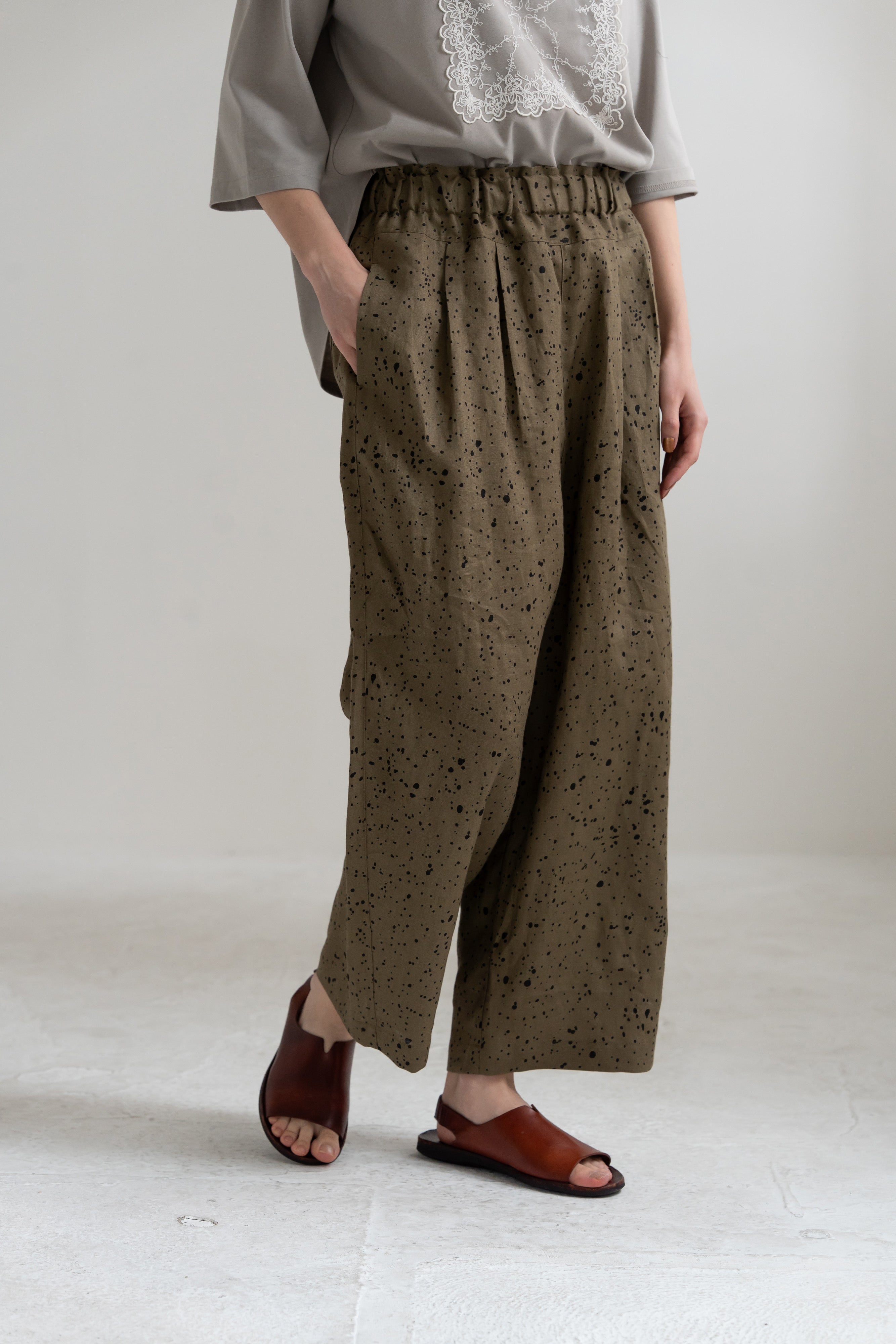 YARRA　リネンドットプリントパンツ　YR-1645-204