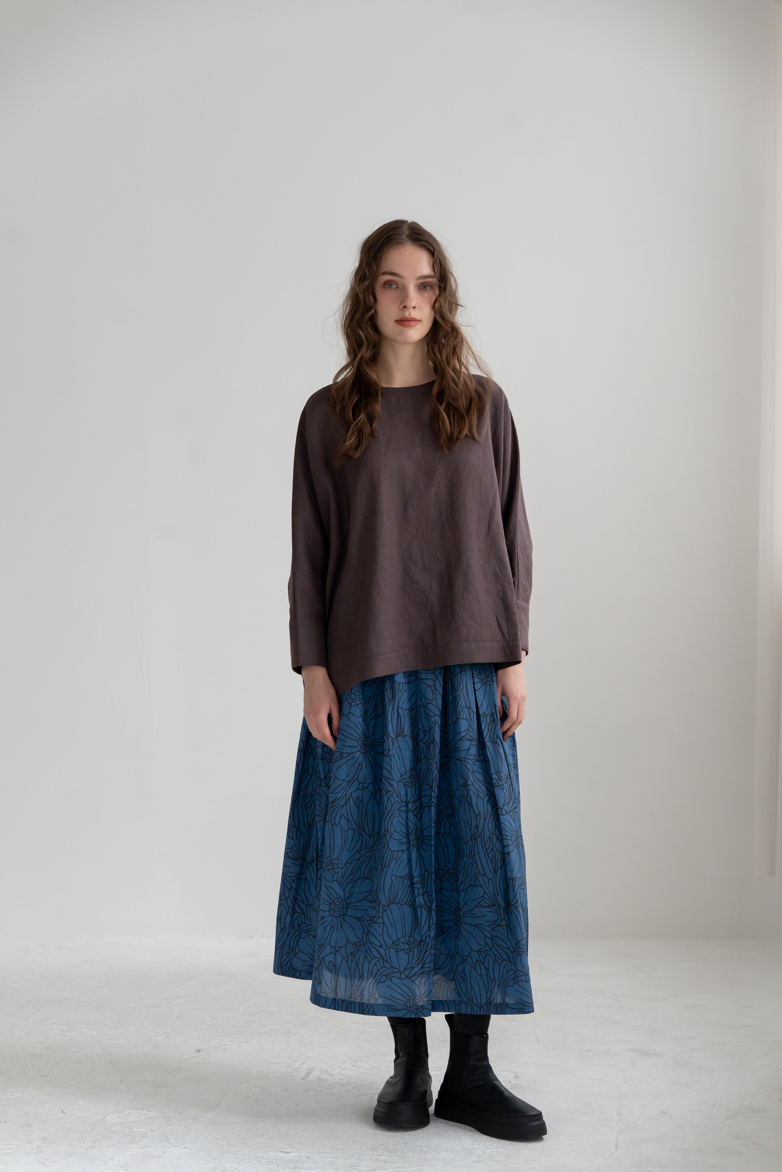 YARRA　INDIAプリントタックスカート　YR-1646-215