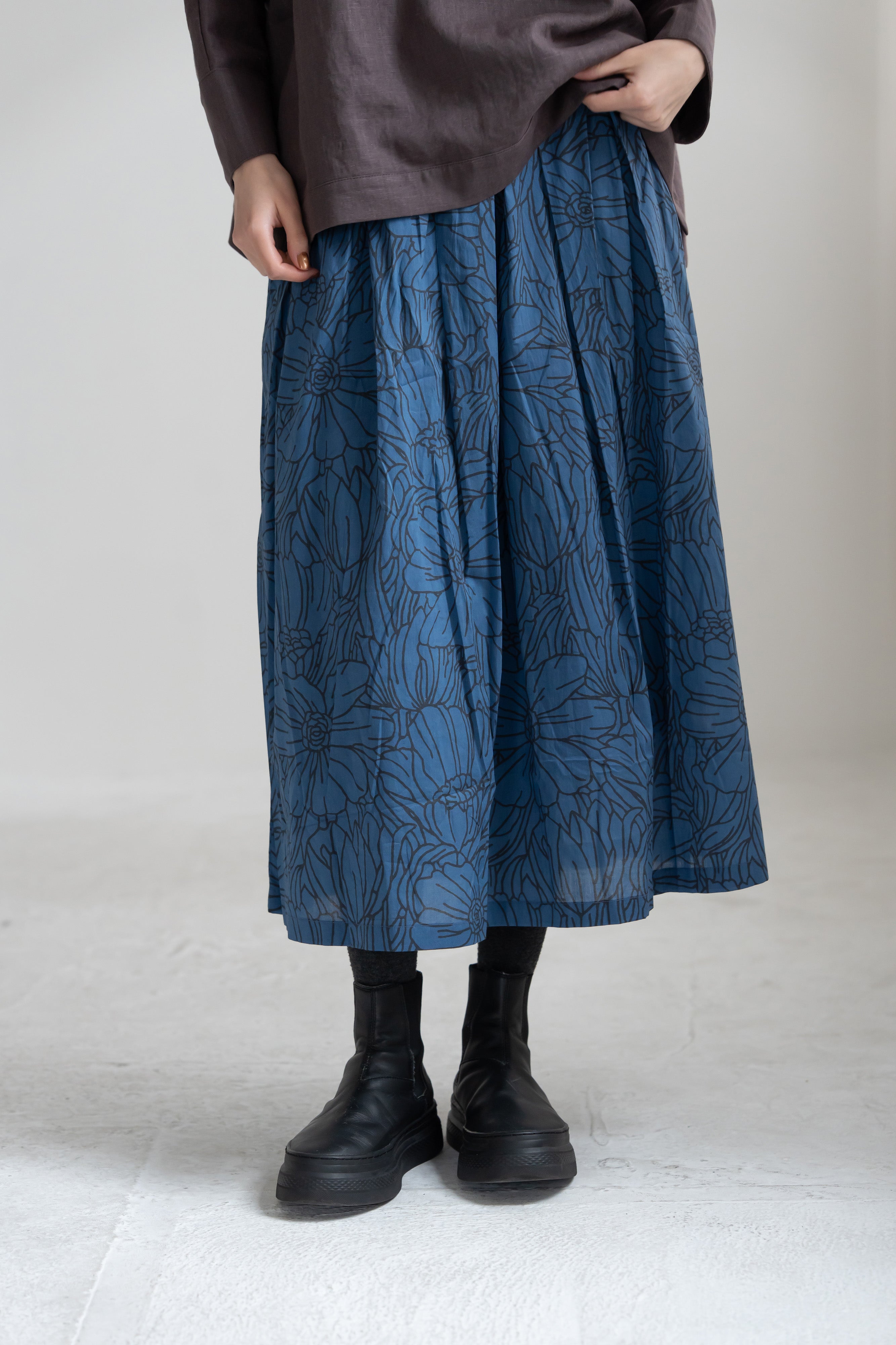 YARRA　INDIAプリントタックスカート　YR-1646-215