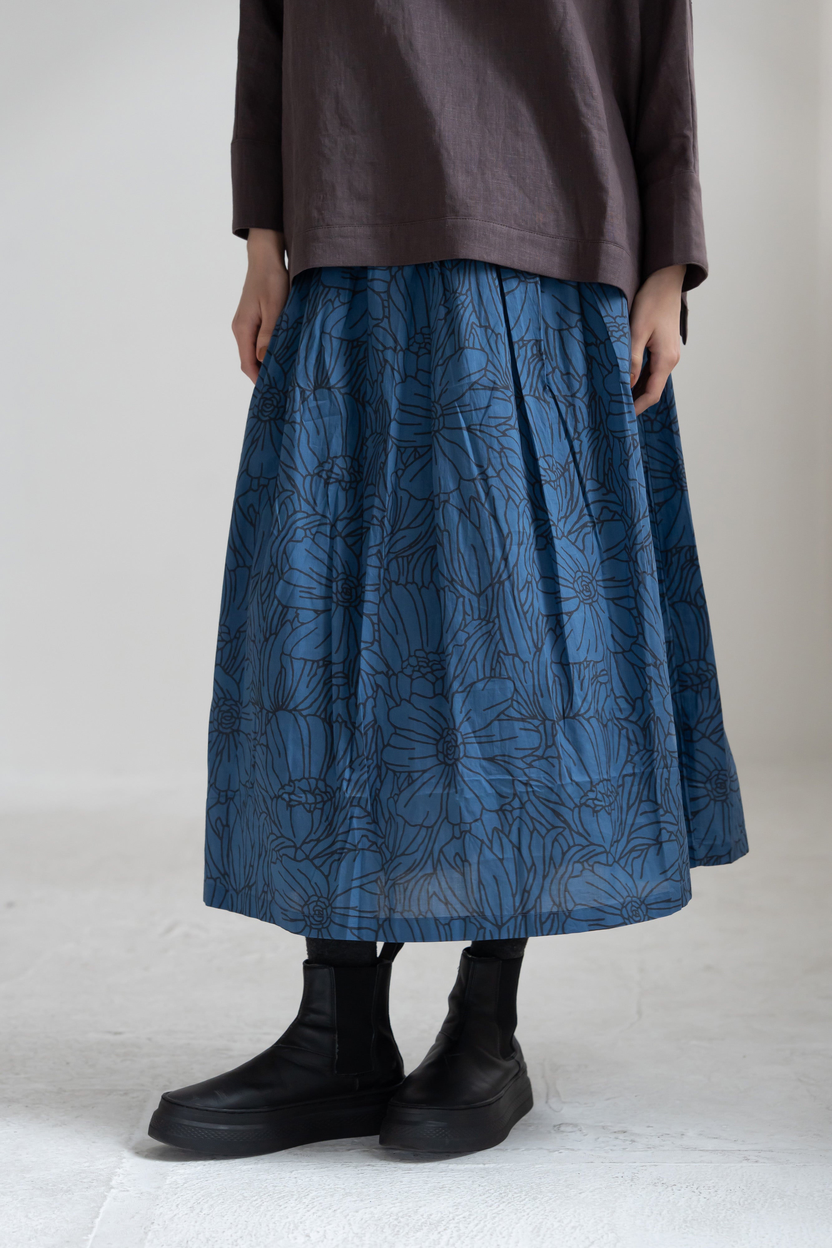 YARRA　INDIAプリントタックスカート　YR-1646-215