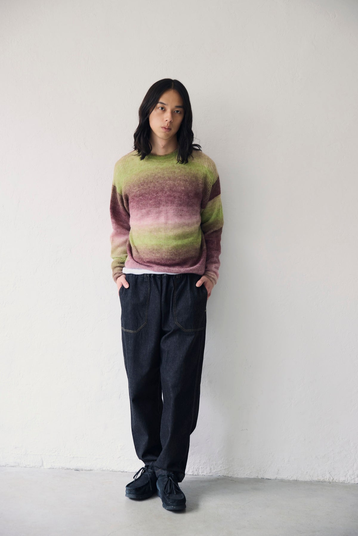 YARRA NEU　アルパカ混MIXグラデーションニットプルオーバー　NU-5642-411