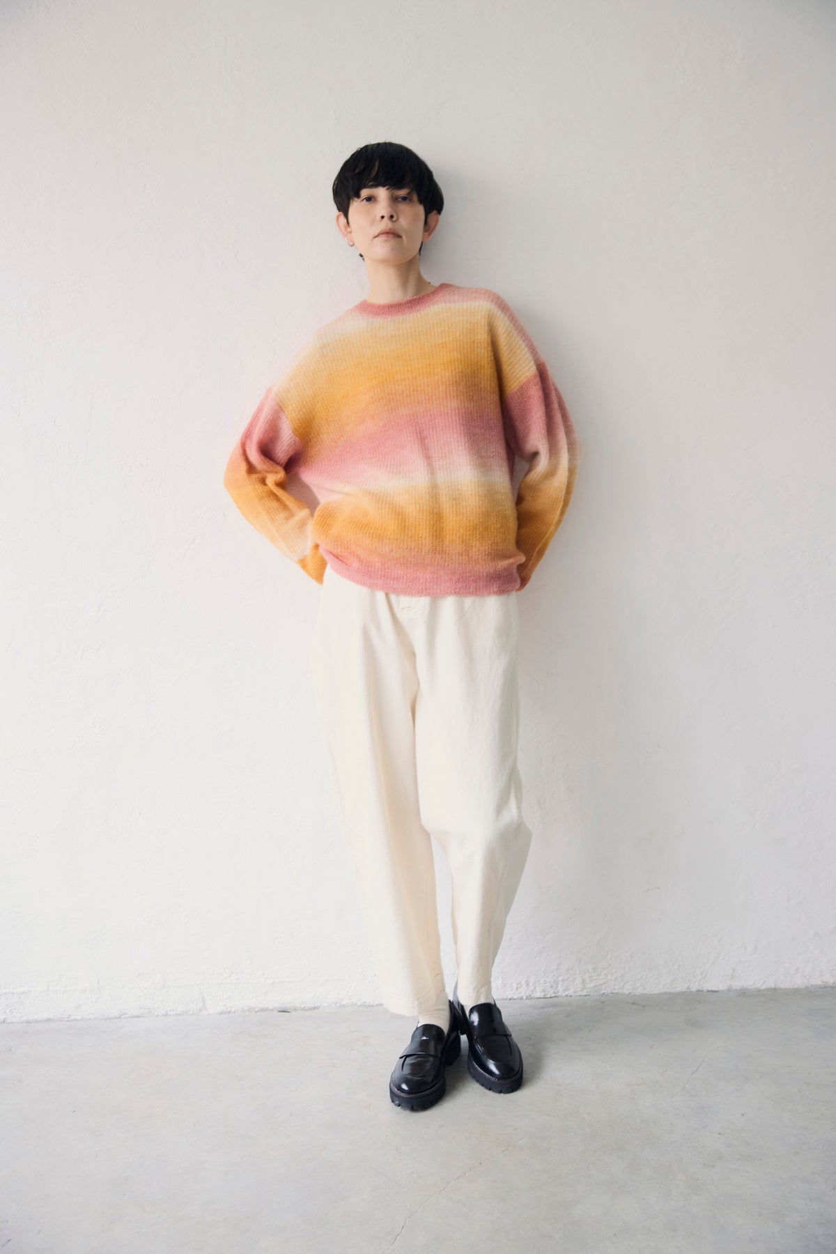 YARRA NEU　アルパカ混MIXグラデーションニットプルオーバー　NU-5642-411