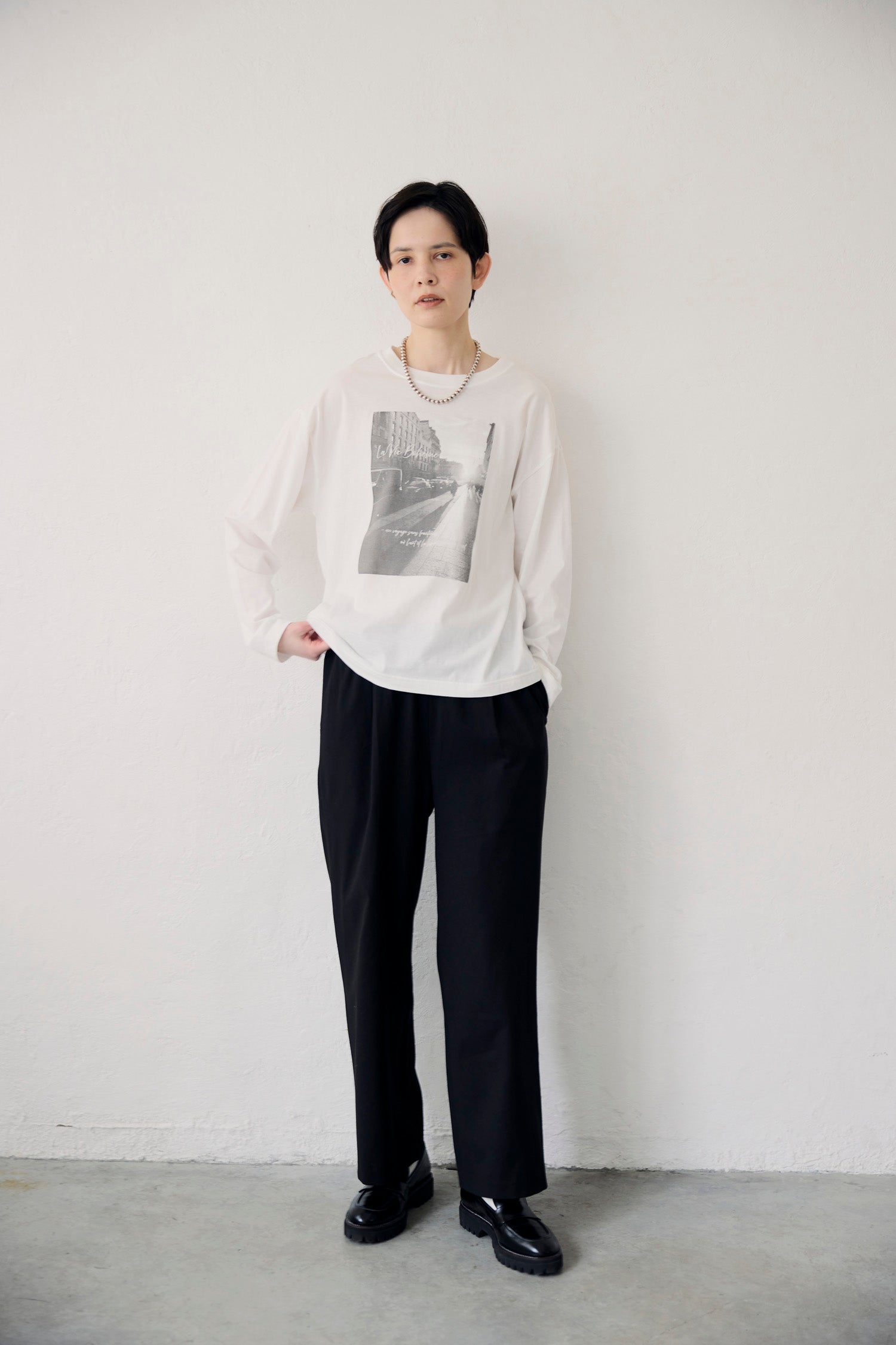 YARRA NEU　eveningフォトプリントロングTシャツ　NU-5641-402