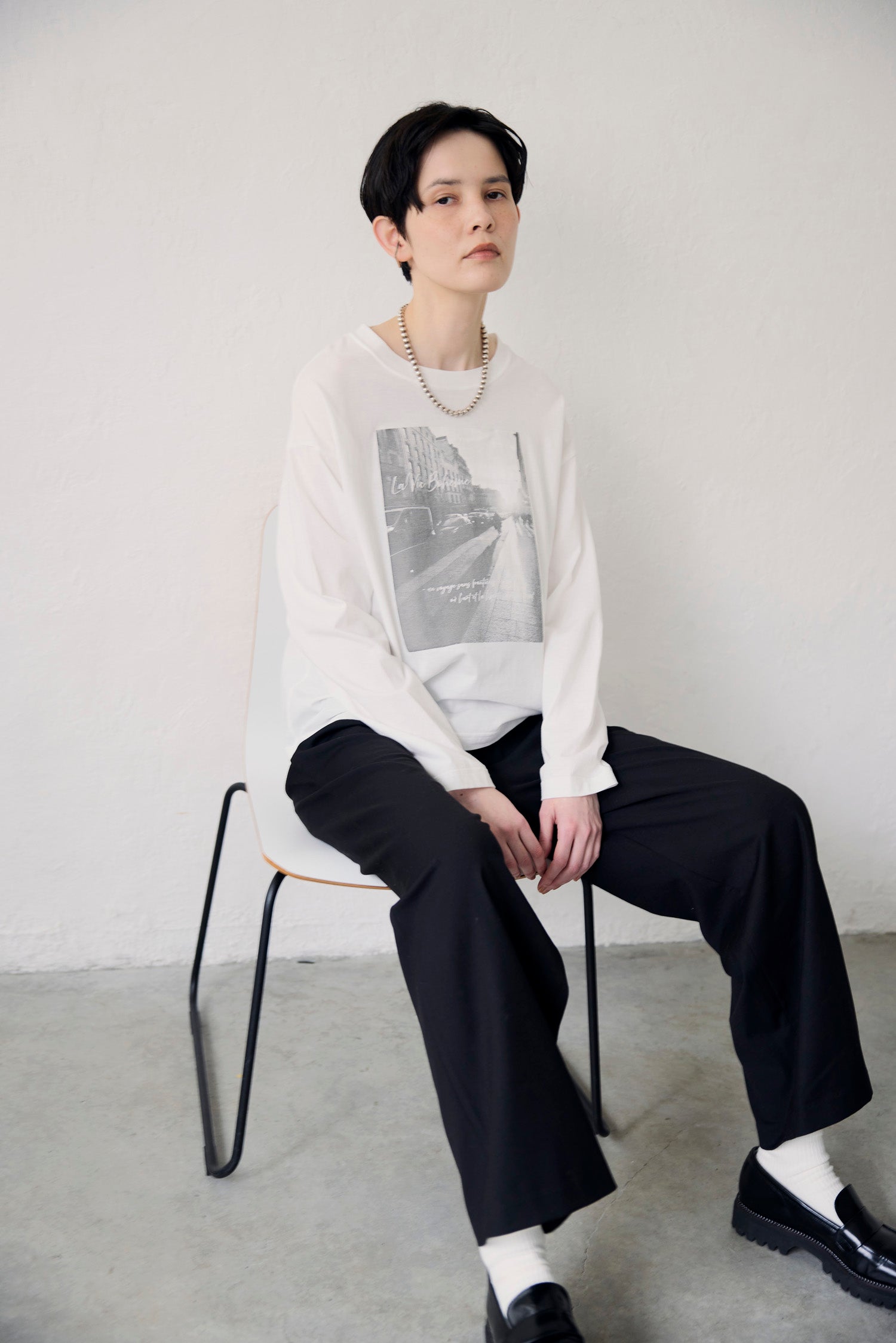 YARRA NEU　eveningフォトプリントロングTシャツ　NU-5641-402