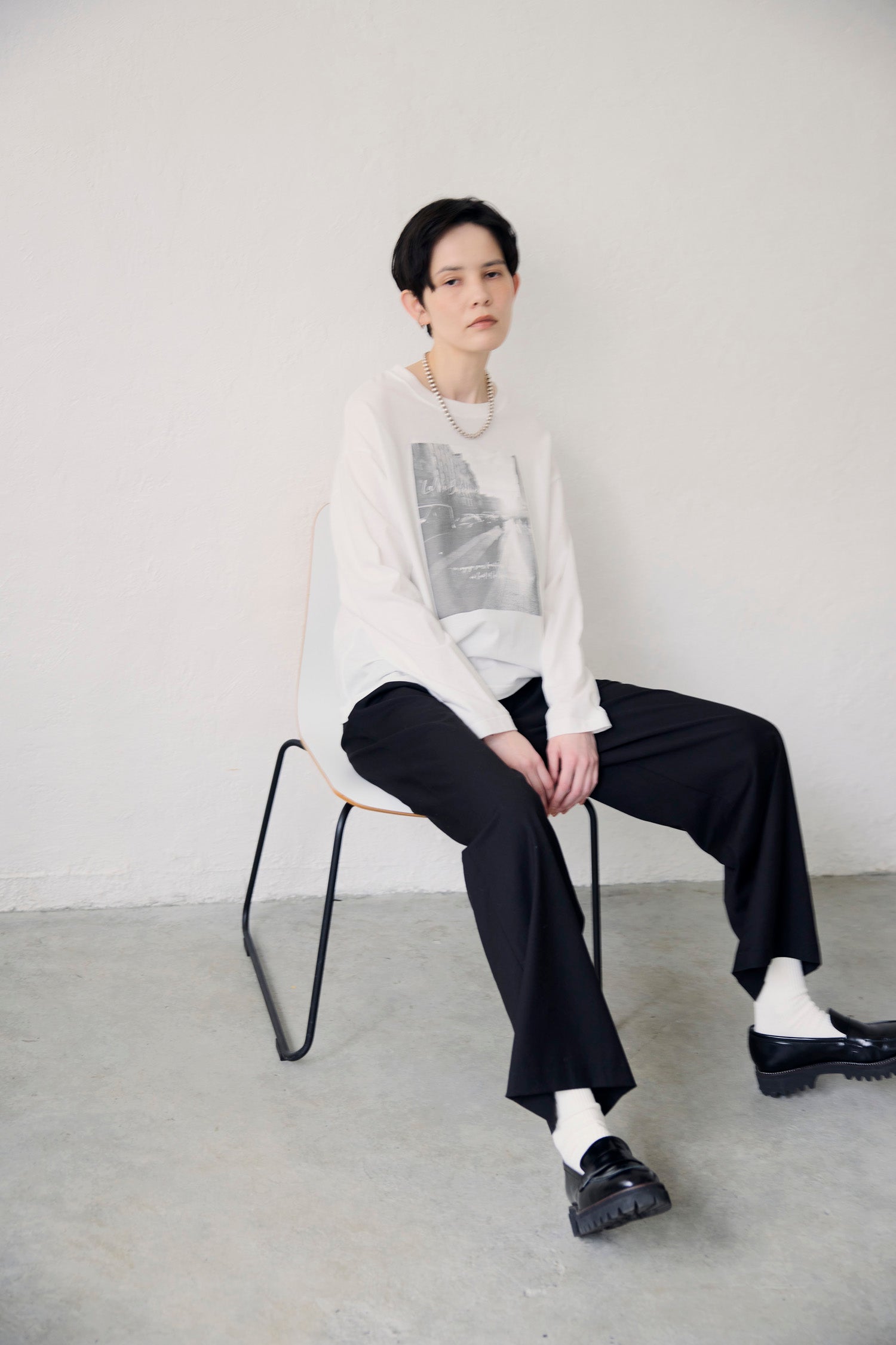 YARRA NEU　eveningフォトプリントロングTシャツ　NU-5641-402