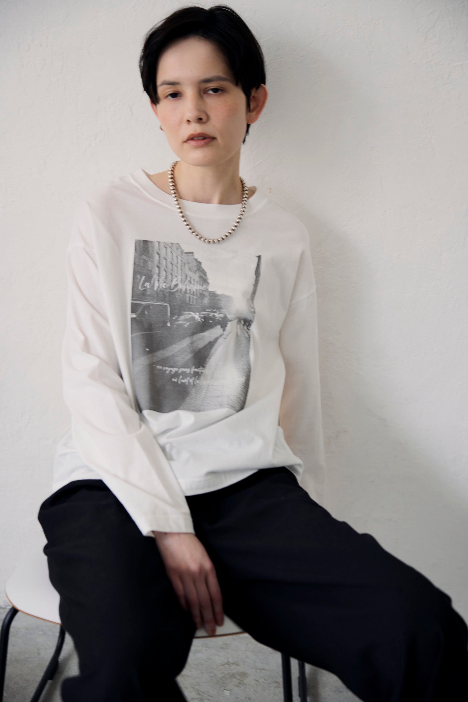 YARRA NEU　eveningフォトプリントロングTシャツ　NU-5641-402
