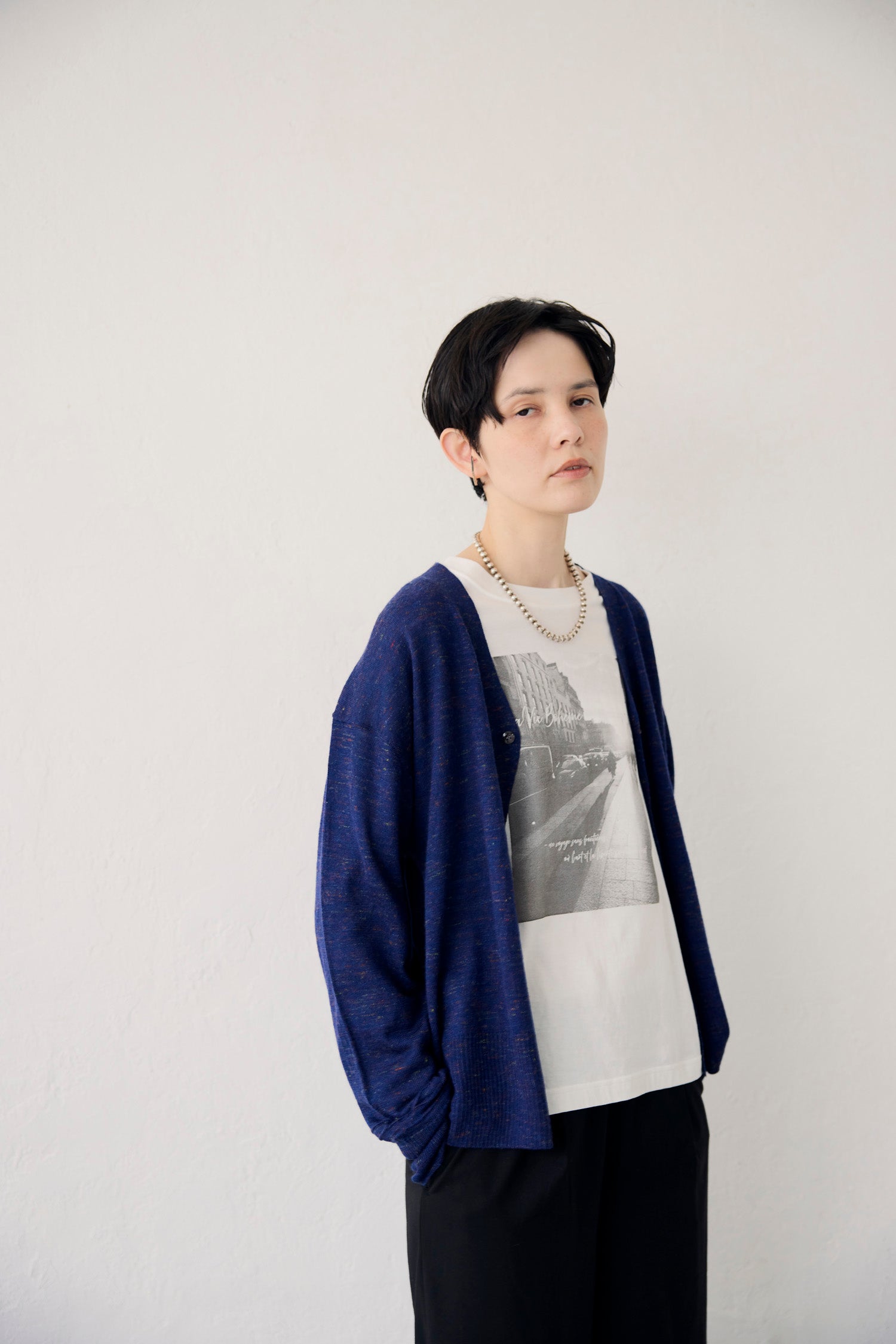 YARRA NEU　eveningフォトプリントロングTシャツ　NU-5641-402