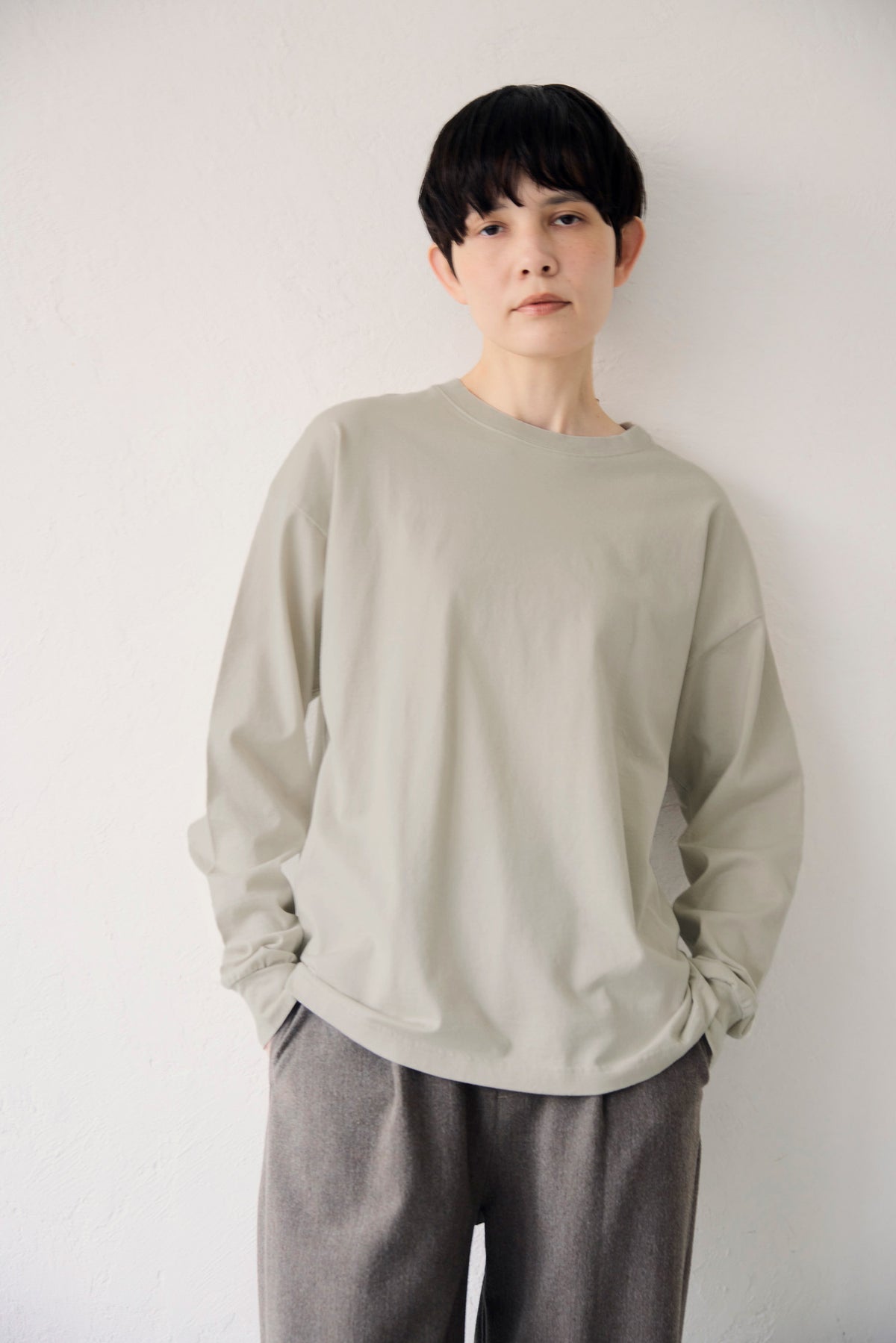 YARRA NEU　シアバター加工コットンロングスリーブTシャツ　NU-5651-427