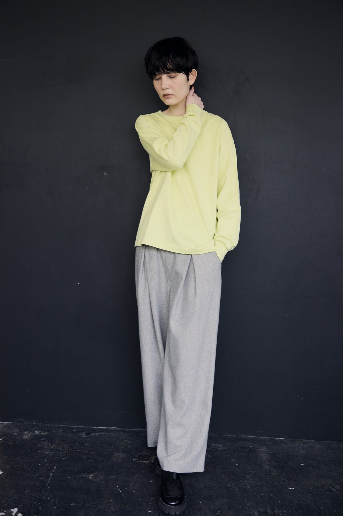 YARRA NEU　シアバター加工コットンロングスリーブTシャツ　NU-5651-427