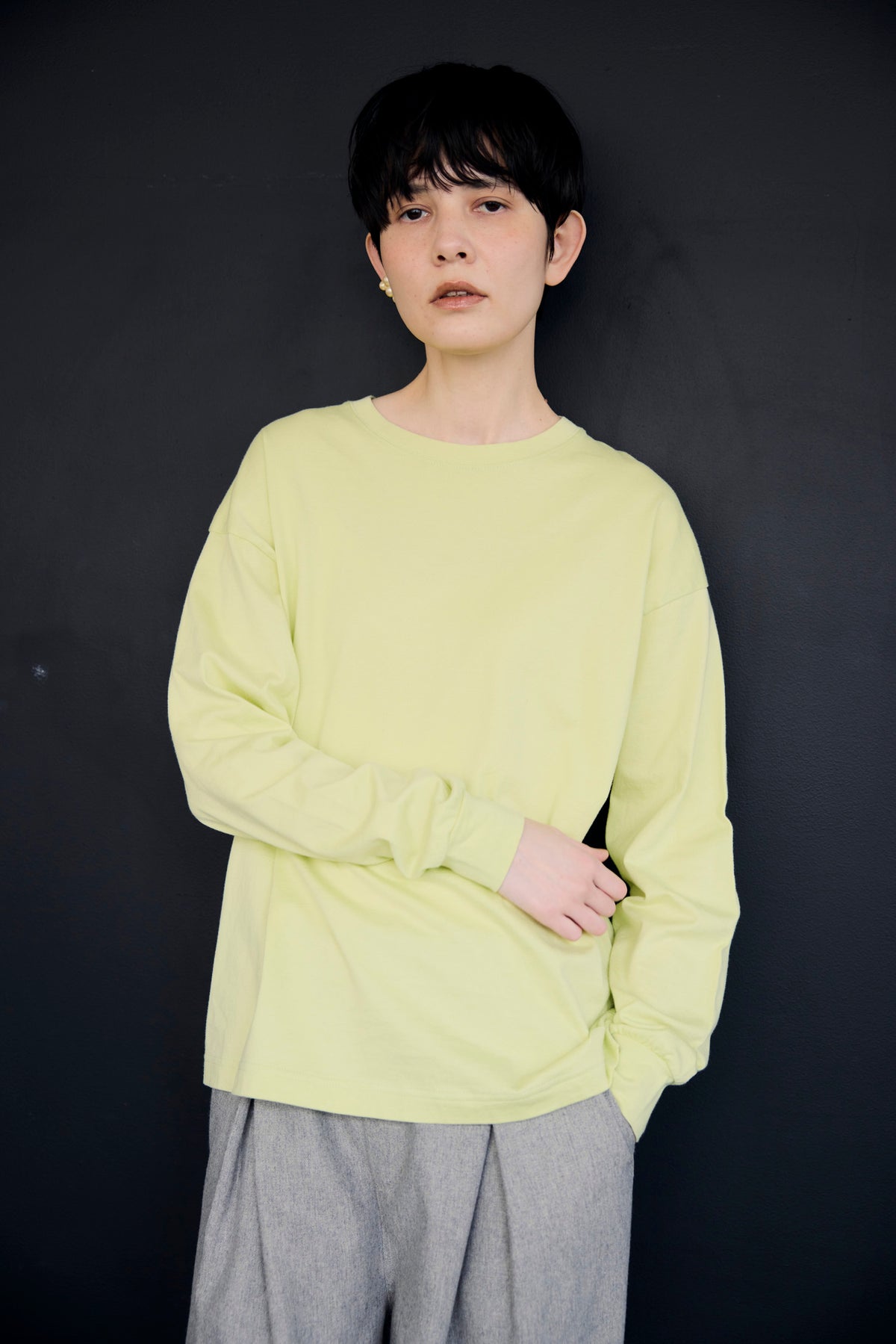 YARRA NEU　シアバター加工コットンロングスリーブTシャツ　NU-5651-427