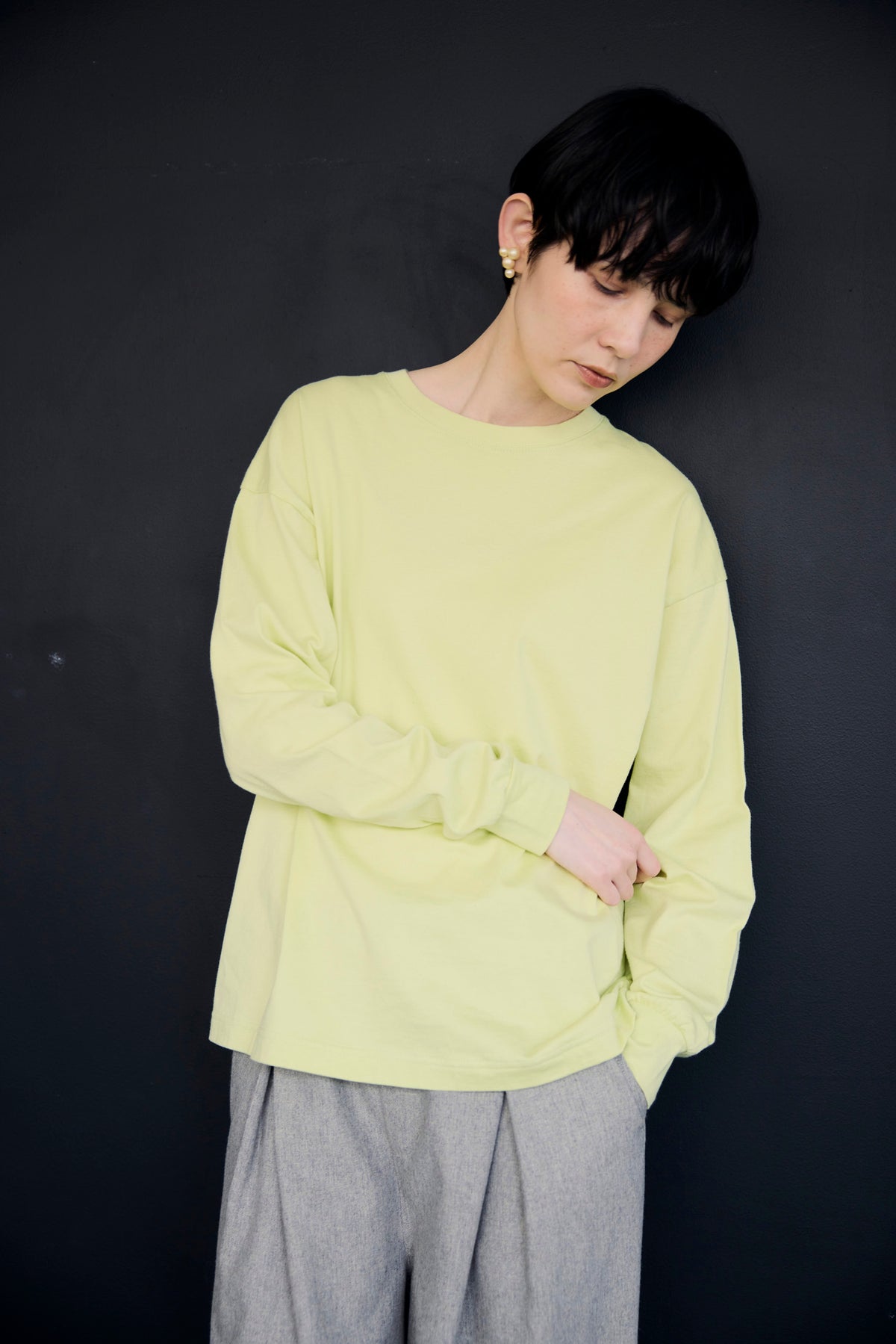 YARRA NEU　シアバター加工コットンロングスリーブTシャツ　NU-5651-427