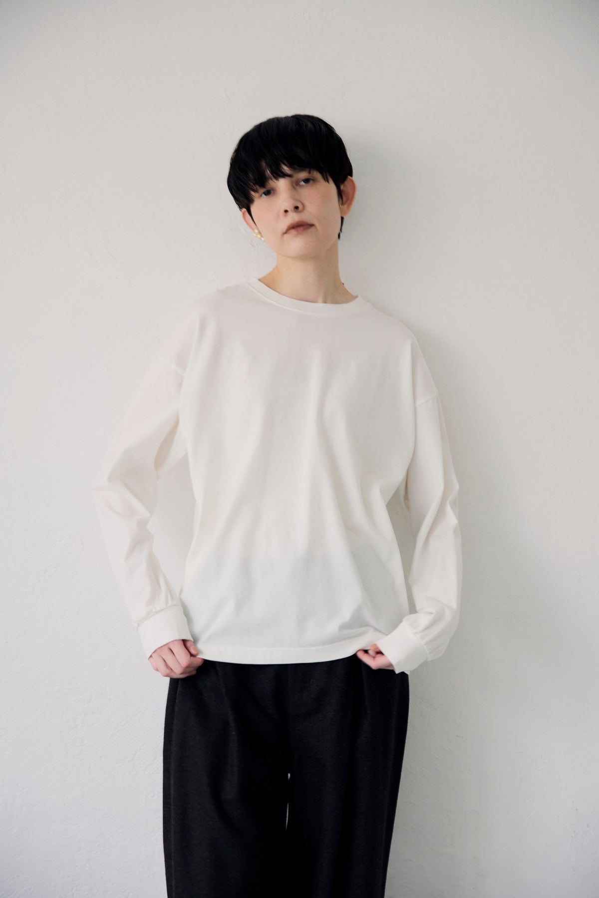 YARRA NEU　シアバター加工コットンロングスリーブTシャツ　NU-5651-427