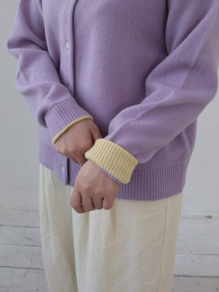 YARRA　ラムウール配色ニットカーディガン　YR-1552-273