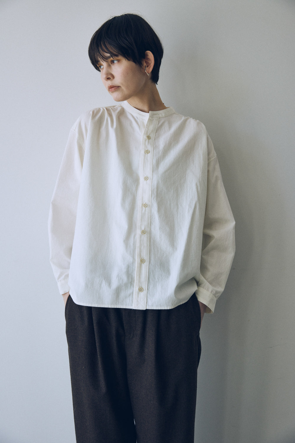 YARRA NEU　綿ウールスキッパーネックシャツ　NU-5553-422