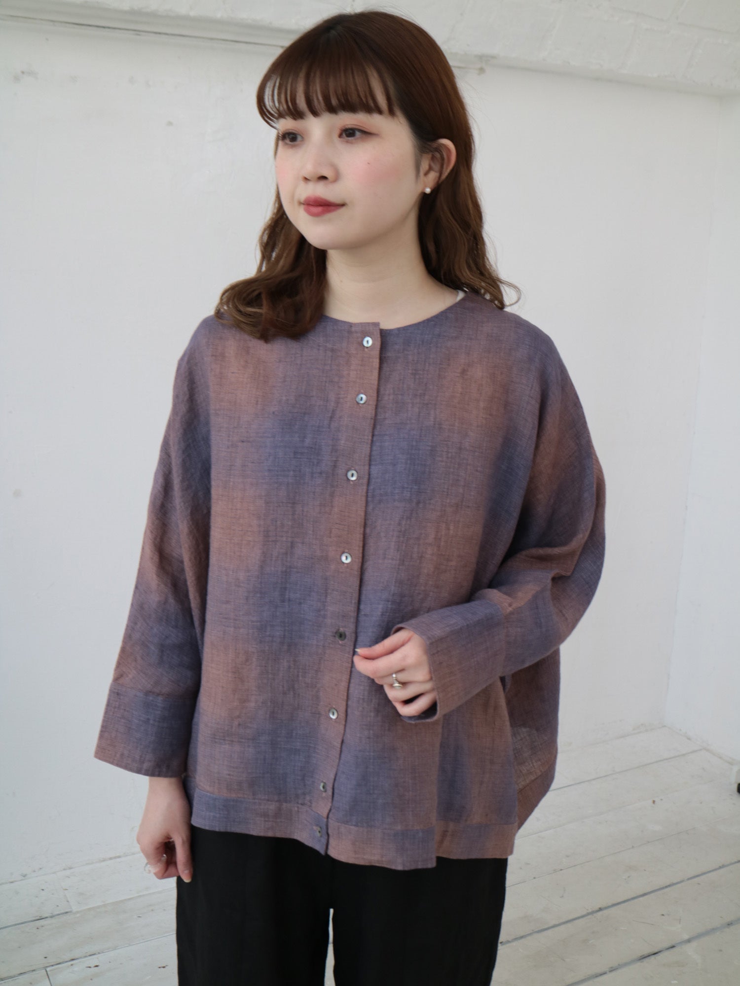 YARRA　リネン100ワイド２WAYブラウス　YR-1543-205