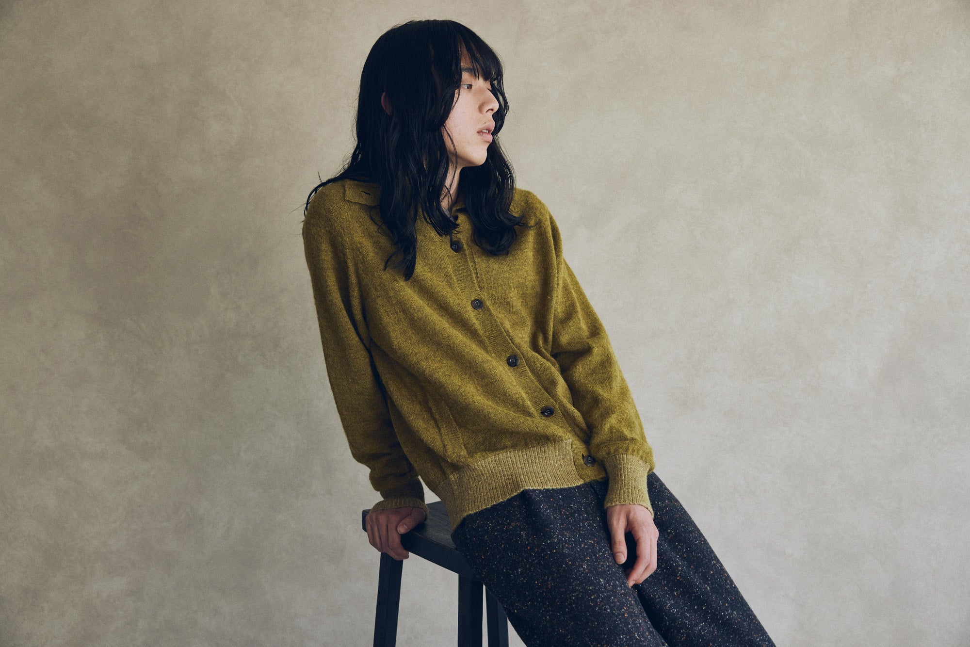 YARRA NEU　カラーネップ起毛パンツ　NU-5555-424