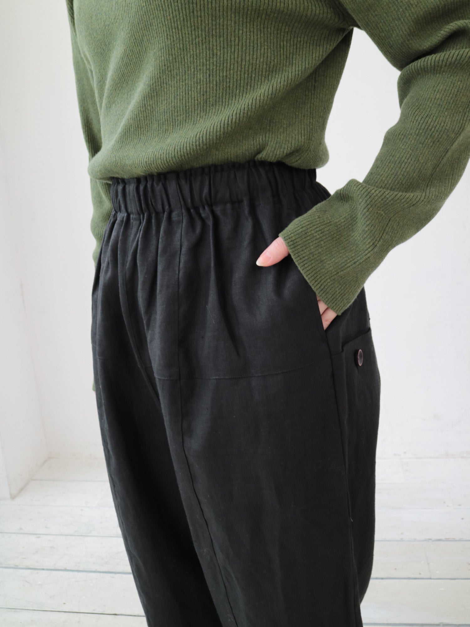 YARRA　リネン100デザインパンツ　YR-1545-216