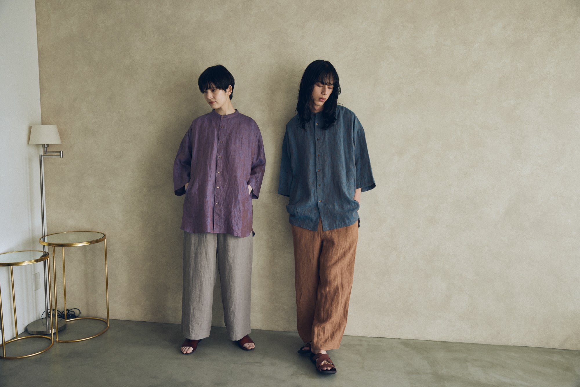 YARRA NEU　セミワイドイージーリネンパンツ　NU-5535-450